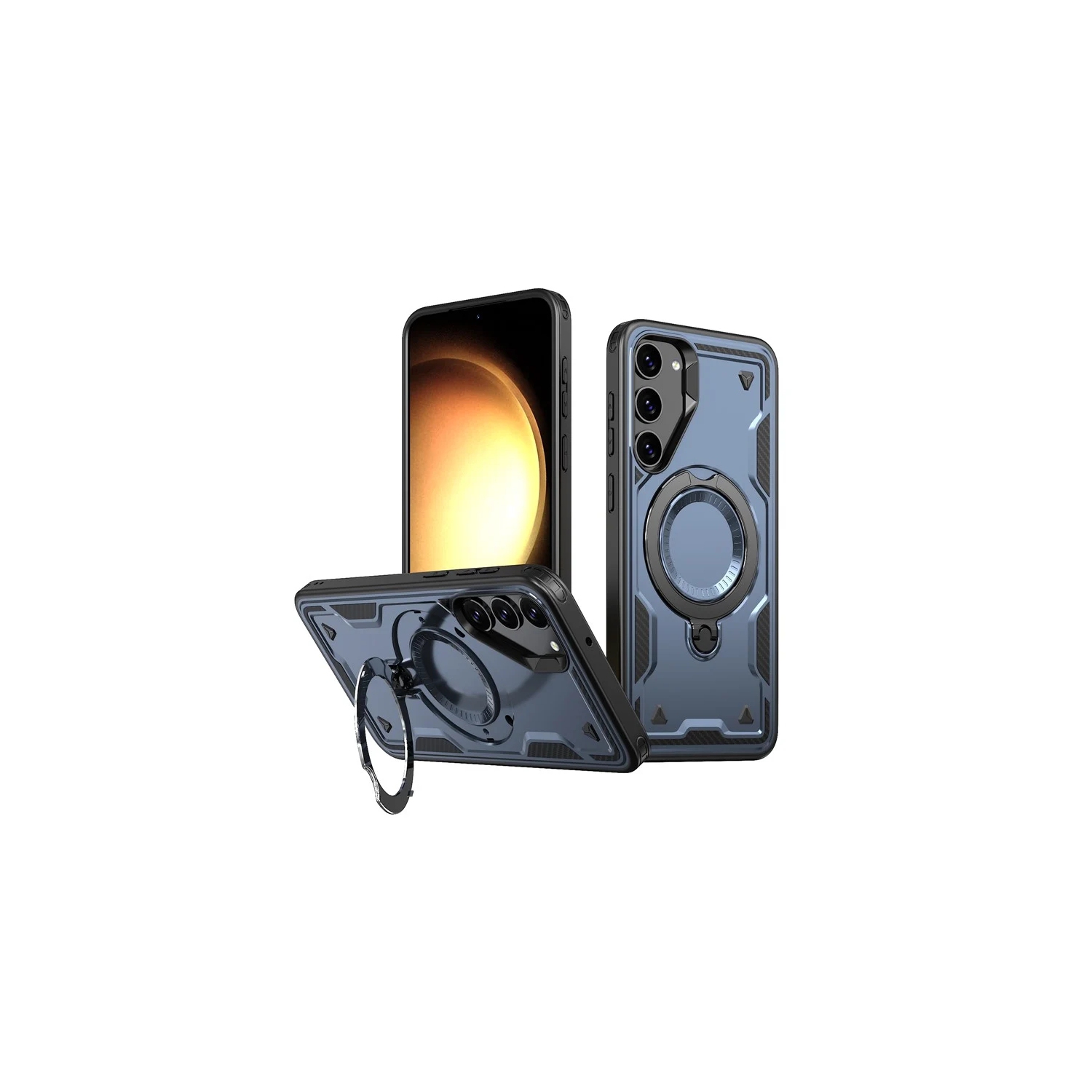 [CS] Étui antichoc avec béquille Magsafe avec anneau support pour Samsung Galaxy A36/A56, bleu marine