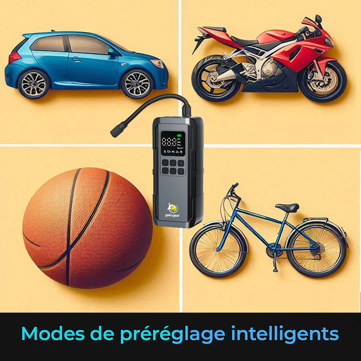 Pompe à air portative AirFlux 100 de GekoGear avec chargeur portable