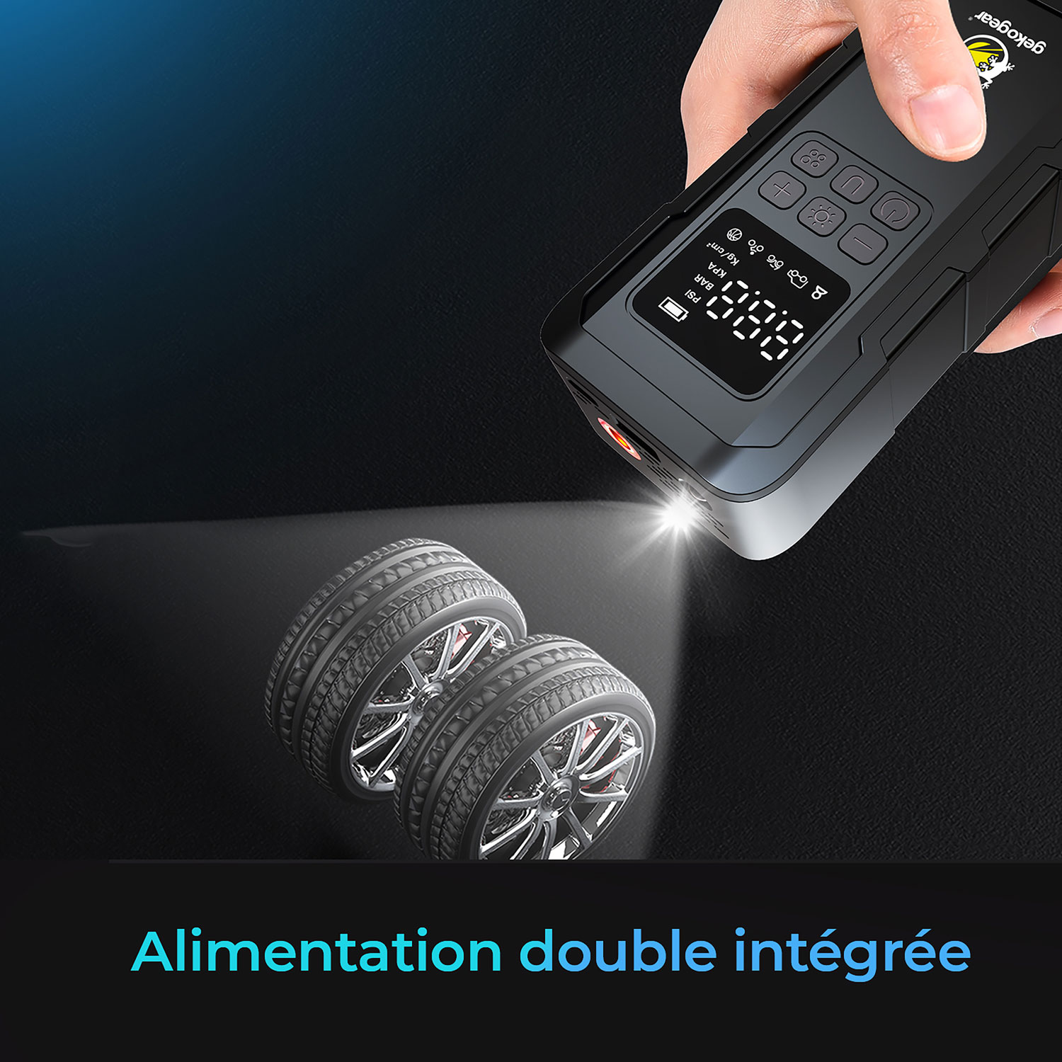 Pompe à air portative AirFlux 100 de GekoGear avec chargeur portable