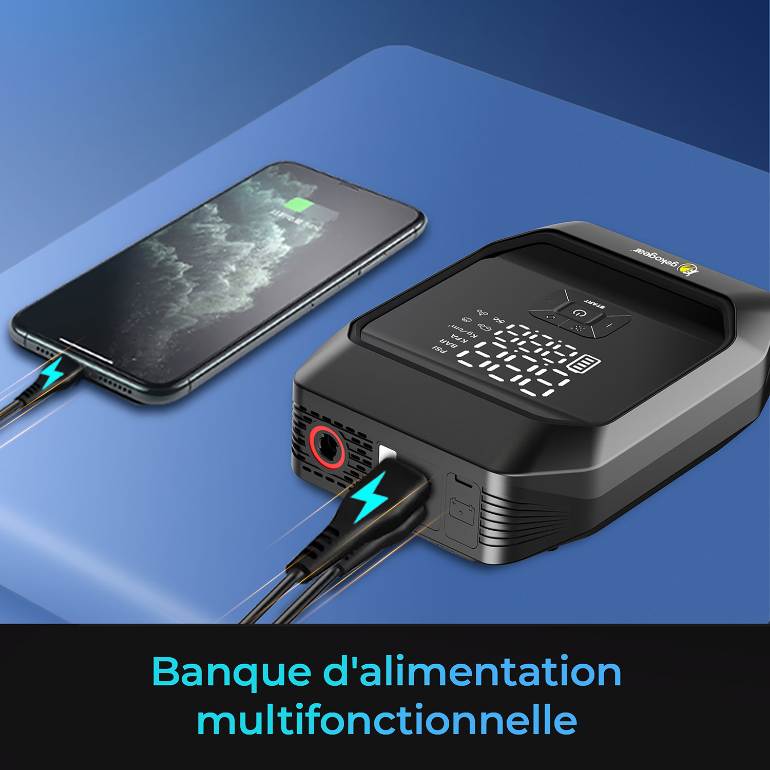 Pompe à air portative et démarreur de secours AirFlux 300 de GekoGear