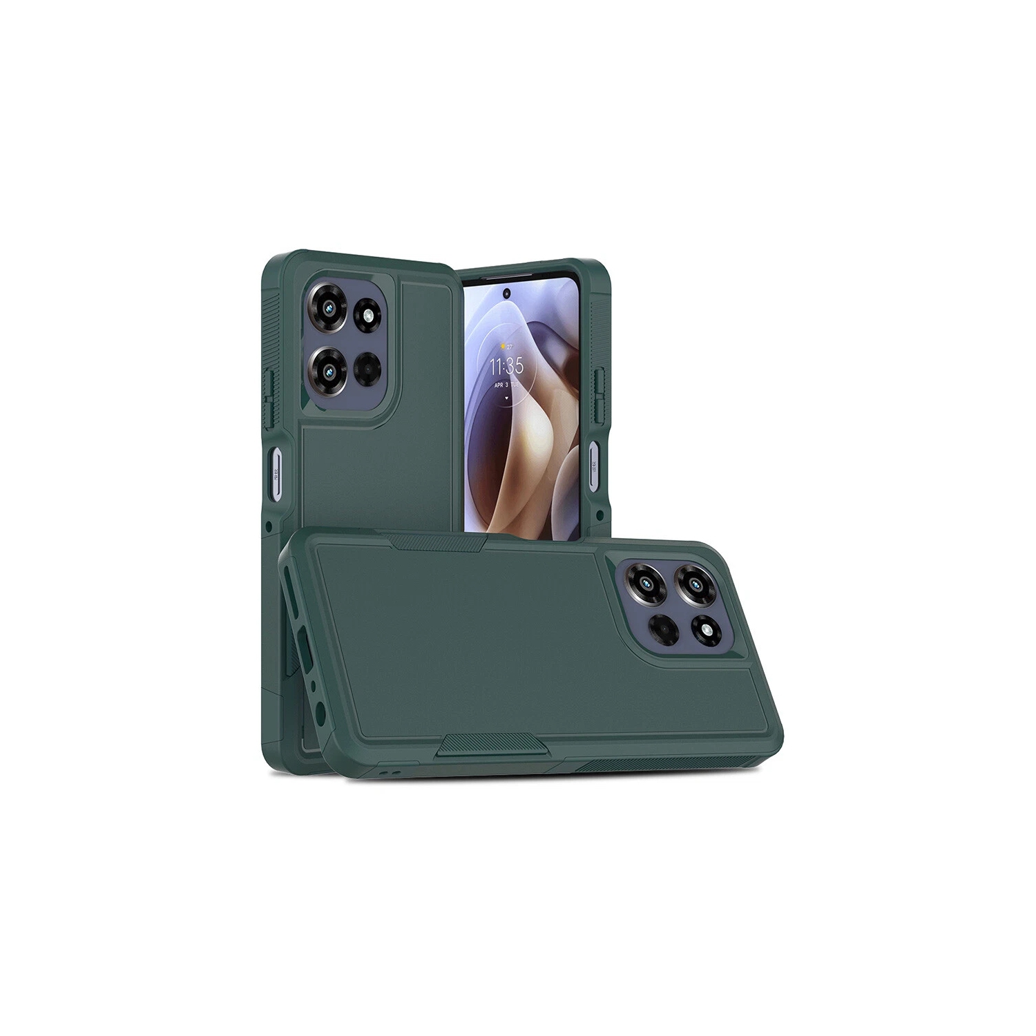 [CS] Dual Layers Heavy Duty Rubber Armor Hard Case Cover for Motorola Moto G 5G 2025 / 2026, Midnight Green