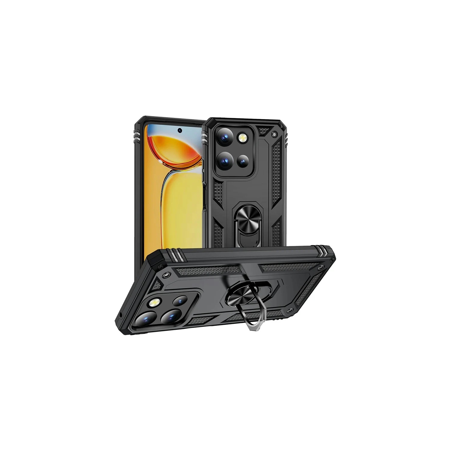 [CS] Étui hybride avec béquille magnétique et anneau pour Moto G 5G de 2025 et 2026 de Motorola, noir