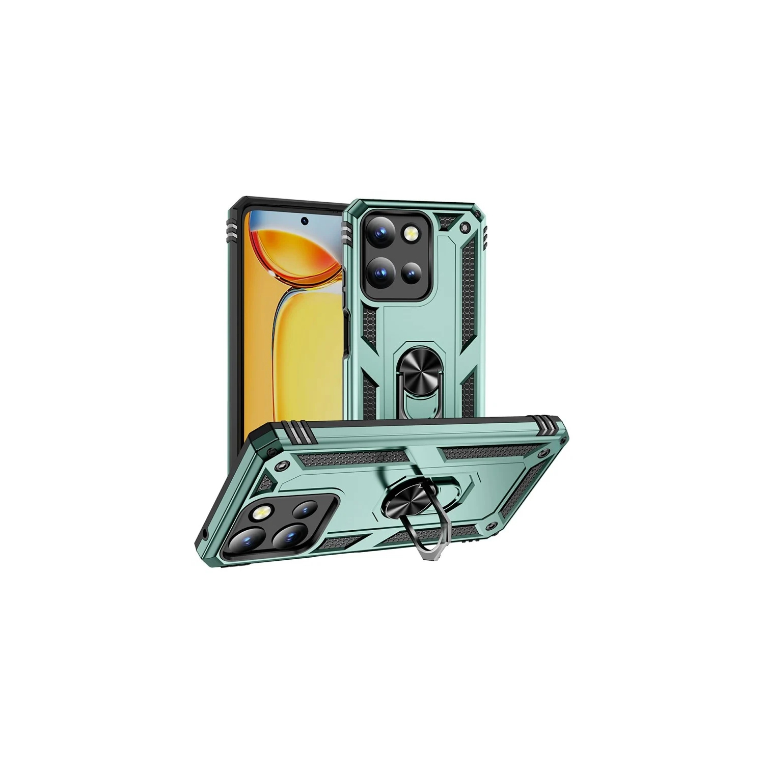 [CS] Étui hybride avec béquille magnétique et anneau pour Moto G 5G de 2025/2026 de Motorola, vert minuit