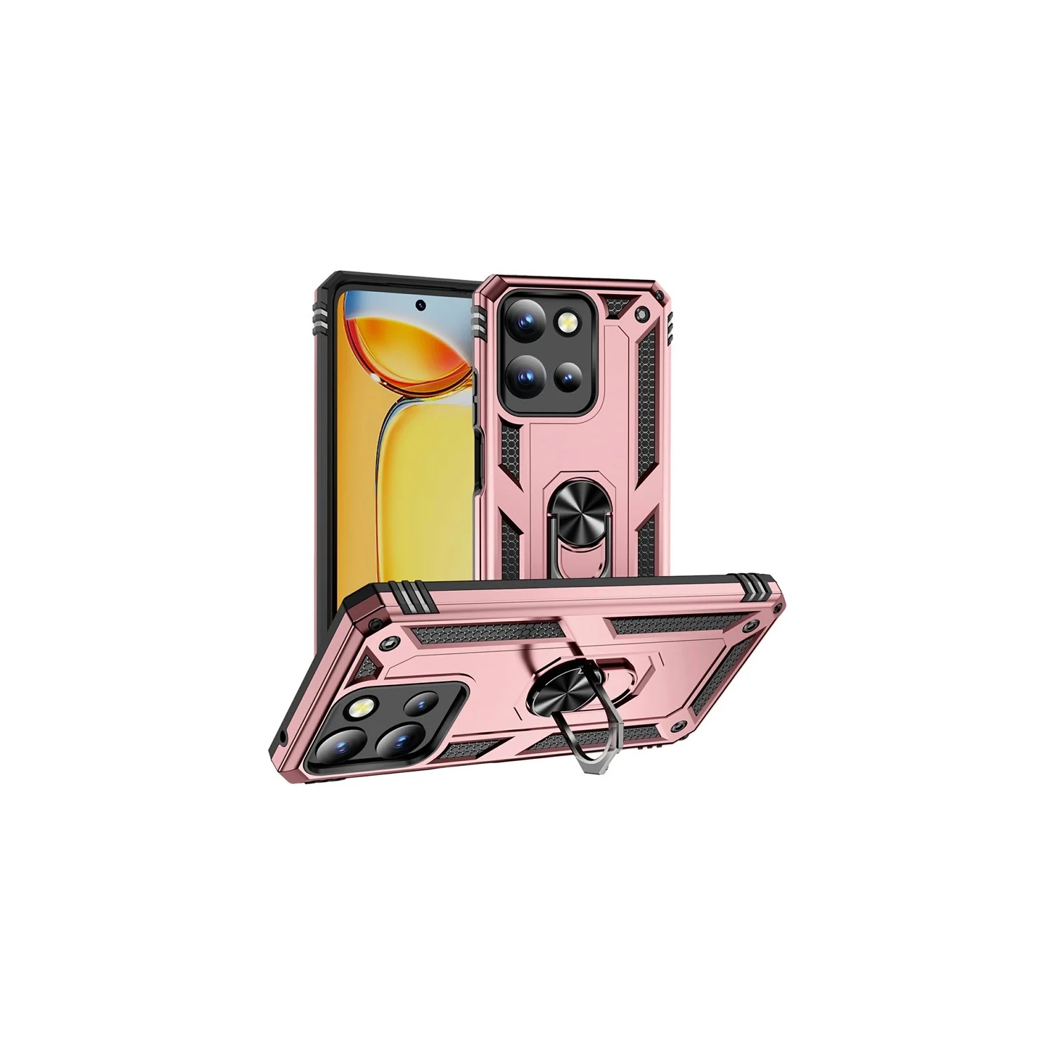 [CS] Étui hybride avec béquille magnétique et anneau pour Moto G 5G 2025/2026 de Motorola, or rose