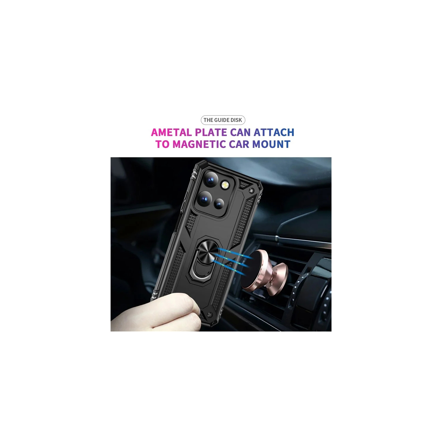 [CS] Étui/béquille magnétique hybride rigide avec anneau pour Moto G 5G de 2025/2026 de Motorola, bleu marine