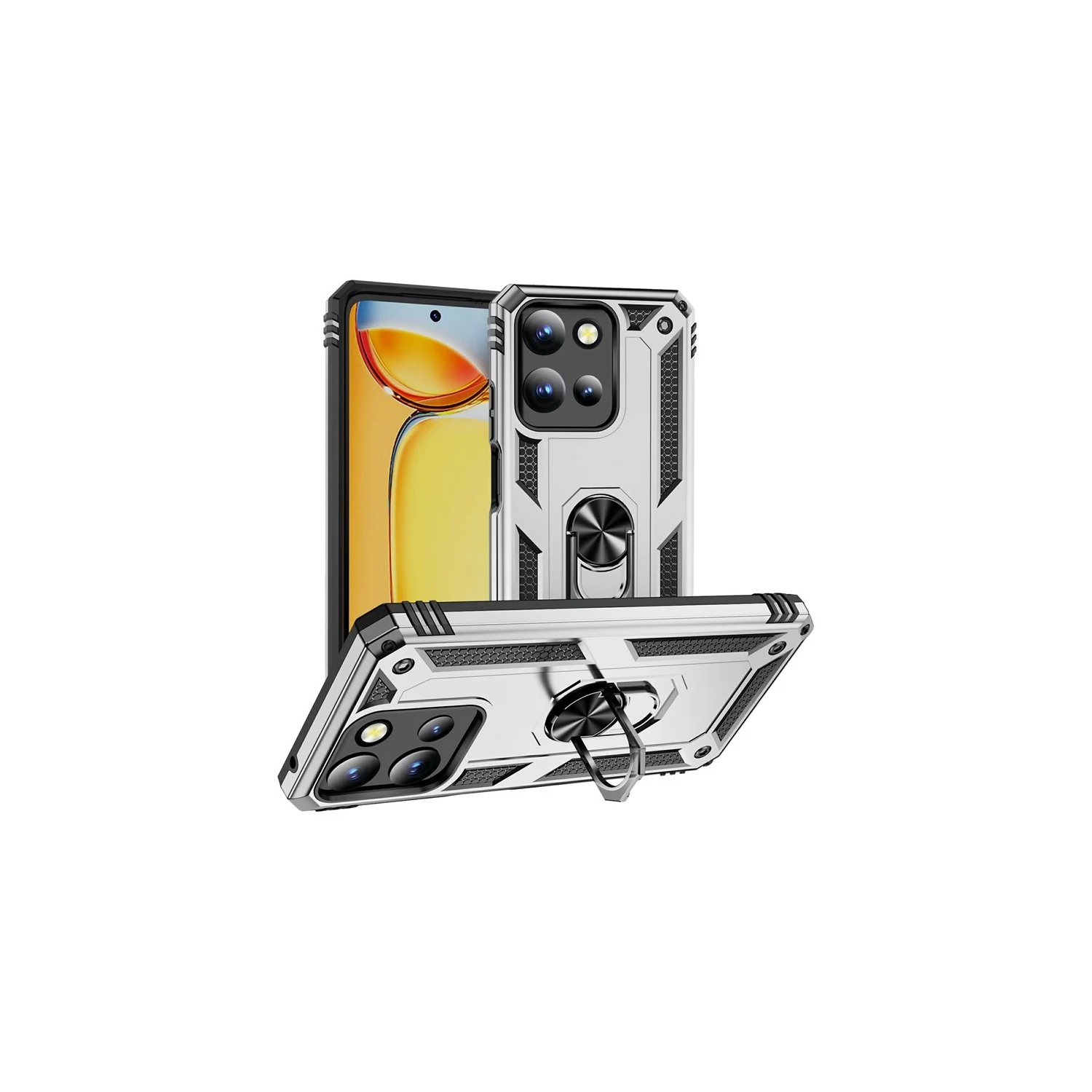 [CS] Hybrid Magnetic Hard Kickstand Case Cover with Ring Holder for Motorola Moto G 5G 2025 / 2026, Grey