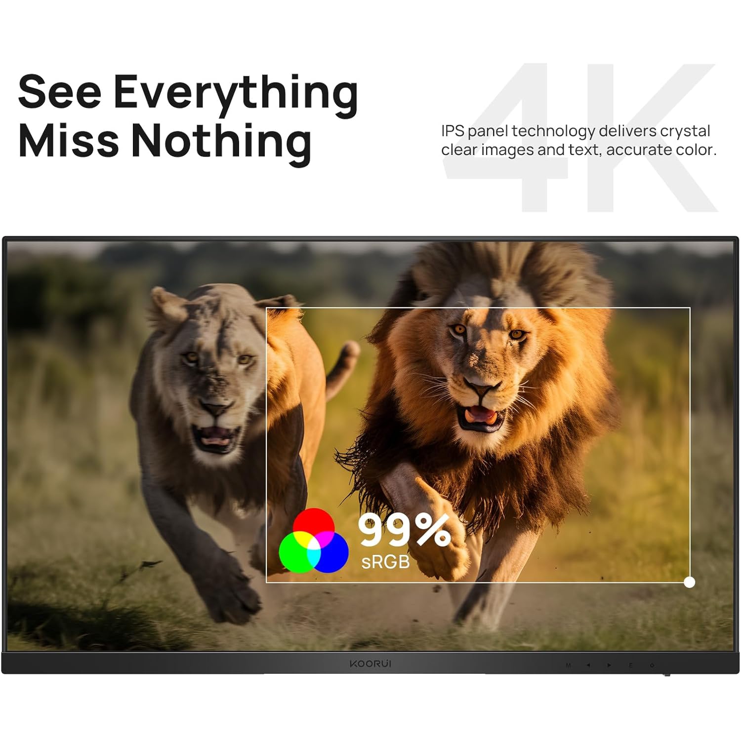 KOORUI 27" 4K UHD Monitor, IPS Display, HDR10, 90% DCI-P3, HDMI 2.0 & DisplayPort, VESA Mountable - N07