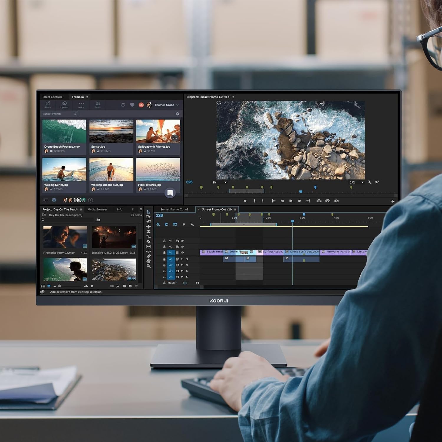 KOORUI 27" 4K UHD Monitor, IPS Display, HDR10, 90% DCI-P3, HDMI 2.0 & DisplayPort, VESA Mountable - N07