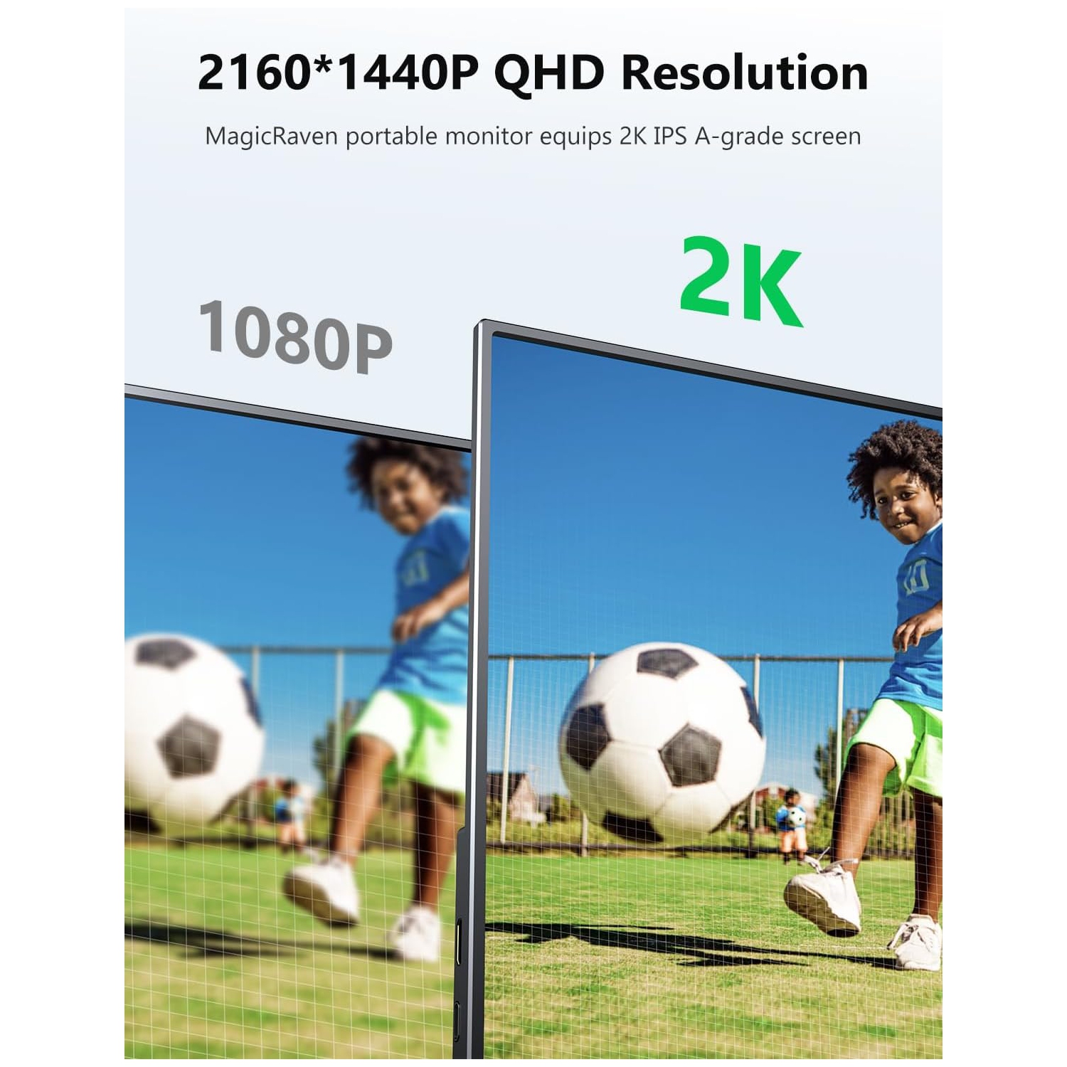 MAGICRAVEN 14" 2K Portable Monitor - 1440p QHD, 3:2 Aspect Ratio, USB-C, HDMI, Built-in Speakers, Travel Monitor for Laptop, PS4/5, PC, Xbox, Switch