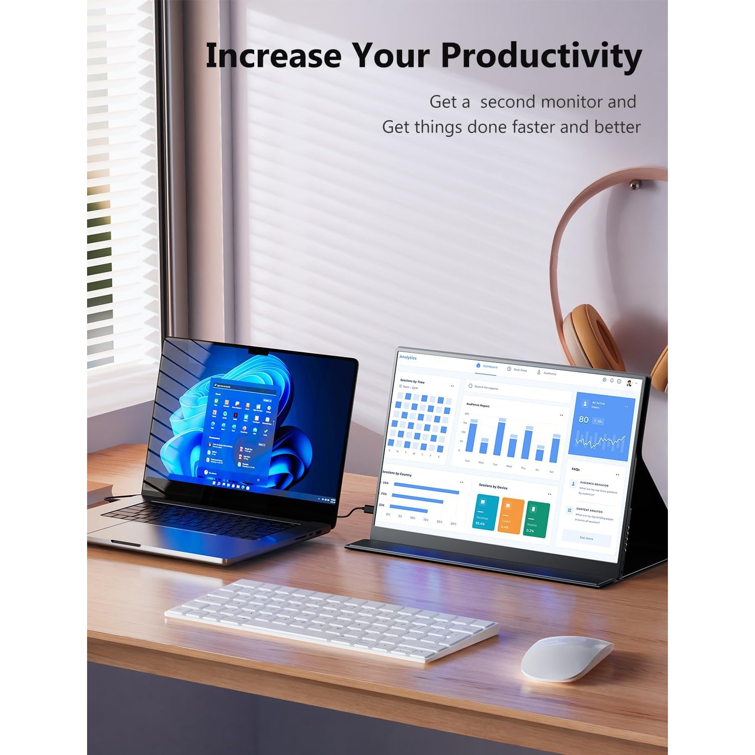 MAGICRAVEN 14" 2K Portable Monitor - 1440p QHD, 3:2 Aspect Ratio, USB-C, HDMI, Built-in Speakers, Travel Monitor for Laptop, PS4/5, PC, Xbox, Switch