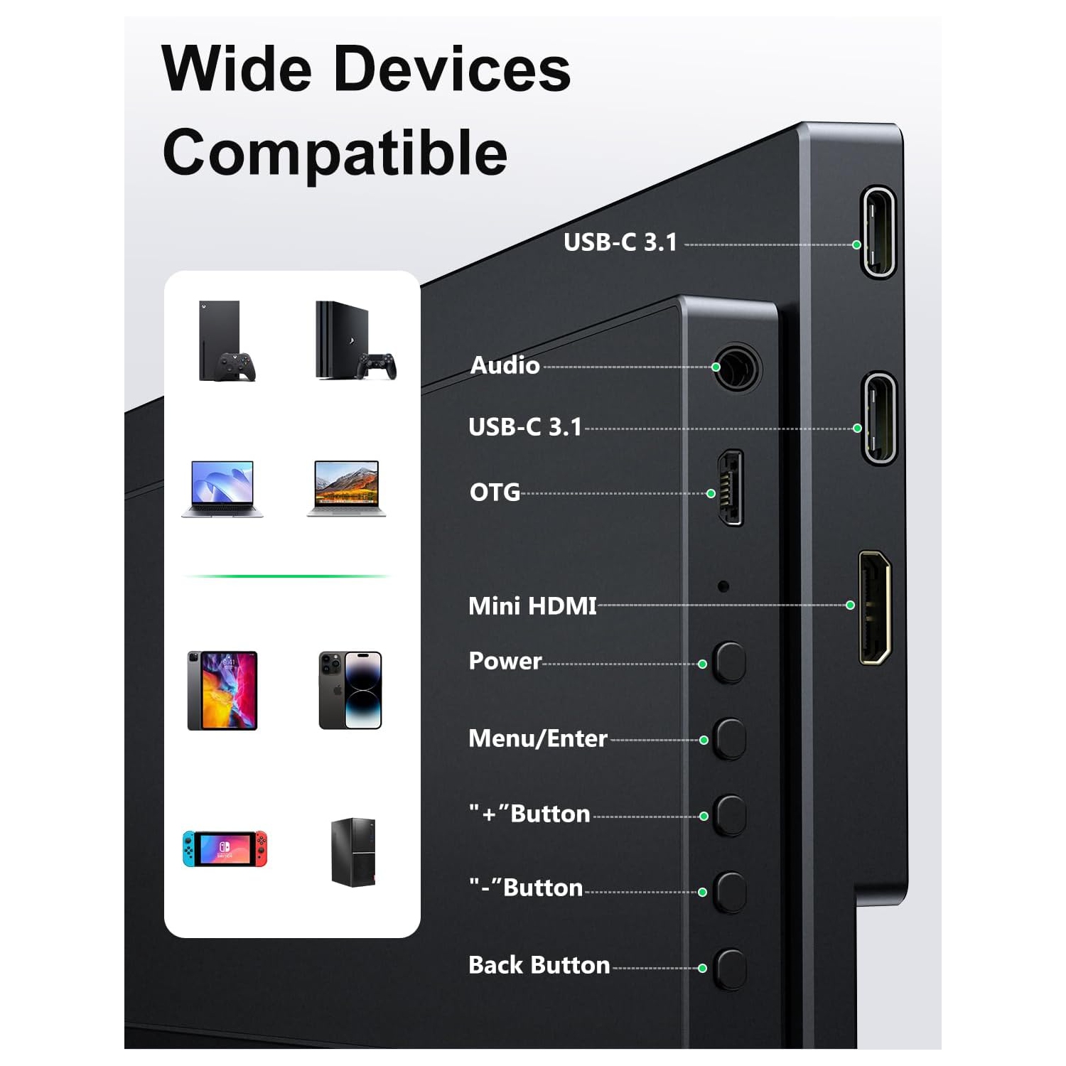 MAGICRAVEN 14" 2K Portable Monitor - 1440p QHD, 3:2 Aspect Ratio, USB-C, HDMI, Built-in Speakers, Travel Monitor for Laptop, PS4/5, PC, Xbox, Switch