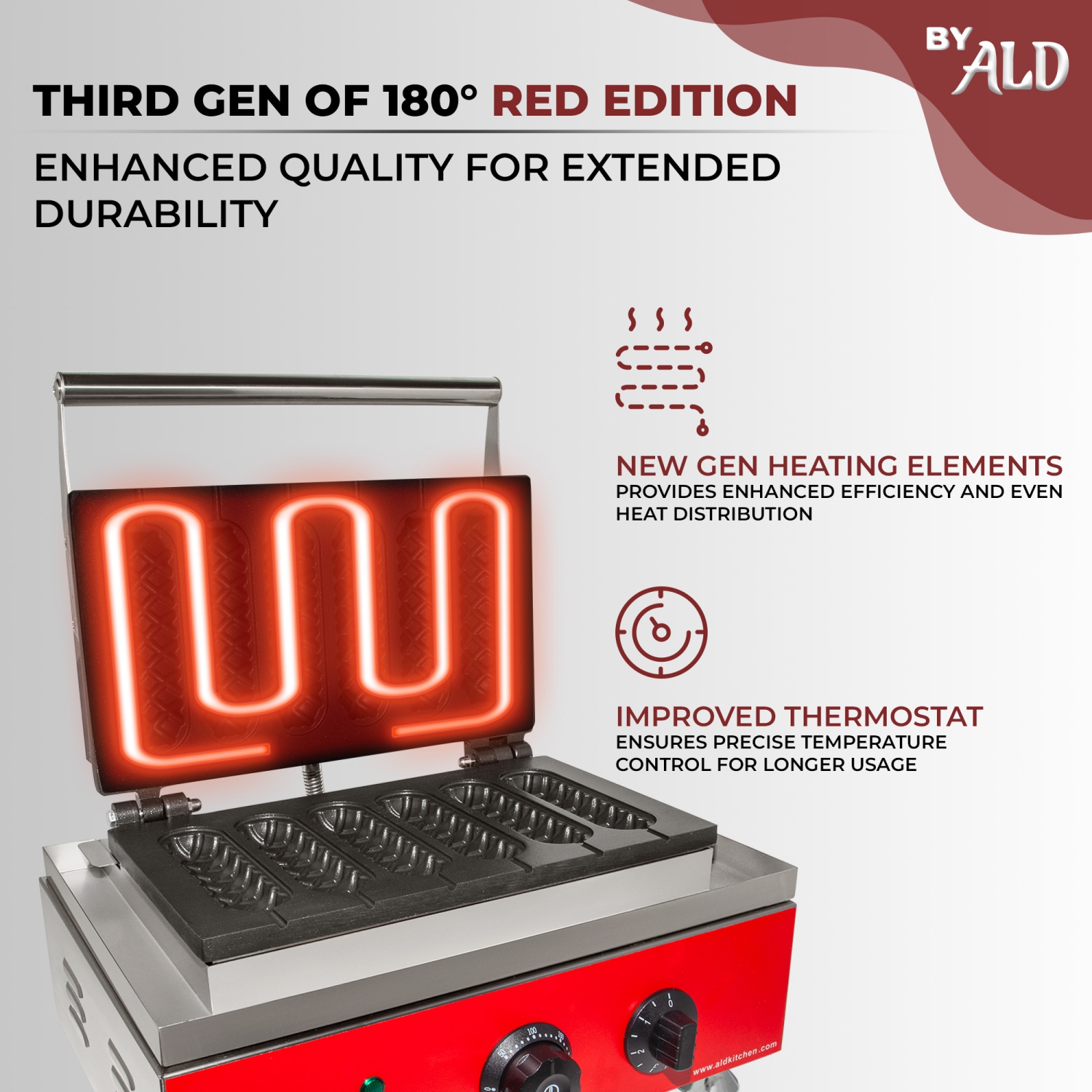 AR-EG6X Hotdog Waffle Maker | Waffle Iron for Corn Dogs | Stainless Steel | 6 Waffles on a Stick | 110V