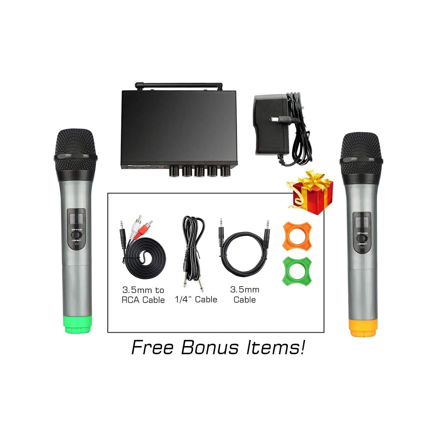 Fifine Wireless Microphone System for Karaoke - Dual UHF Handheld Microphones with UHF Receiver for Home Karaoke, Party, DJ, Wedding, Speech, Singing