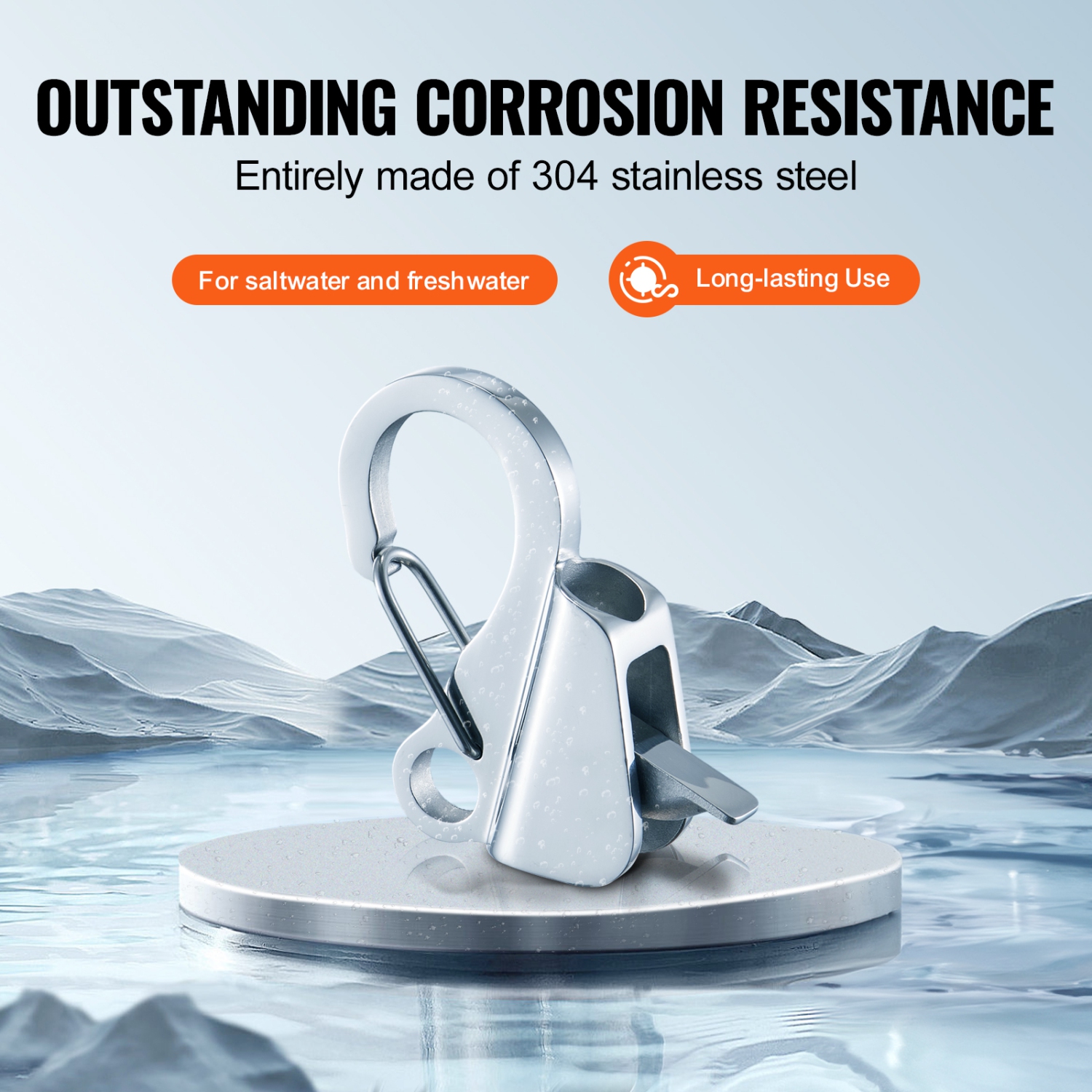 VEVOR 304 Boat Anchor Hook, Stainless Steel Slide Anchor, Knotless Anchor System with Quick Release, Boat Anchor Hook Clips for 3/8" - 5/8" Boat