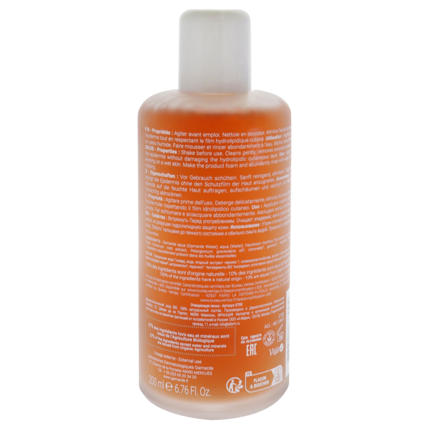 Purifying Foaming Water by Gamarde for Women - 6.76 oz Cleanser