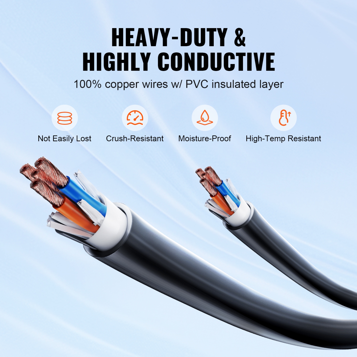 VEVOR 30 Feet RV Power Cord, 50 Amp, Heavy Duty STW 6/3 + 8/1 Generator Cord, NEMA 14-50P Male NEMA SS2-50R Female Plug, with LED Indicator Handle