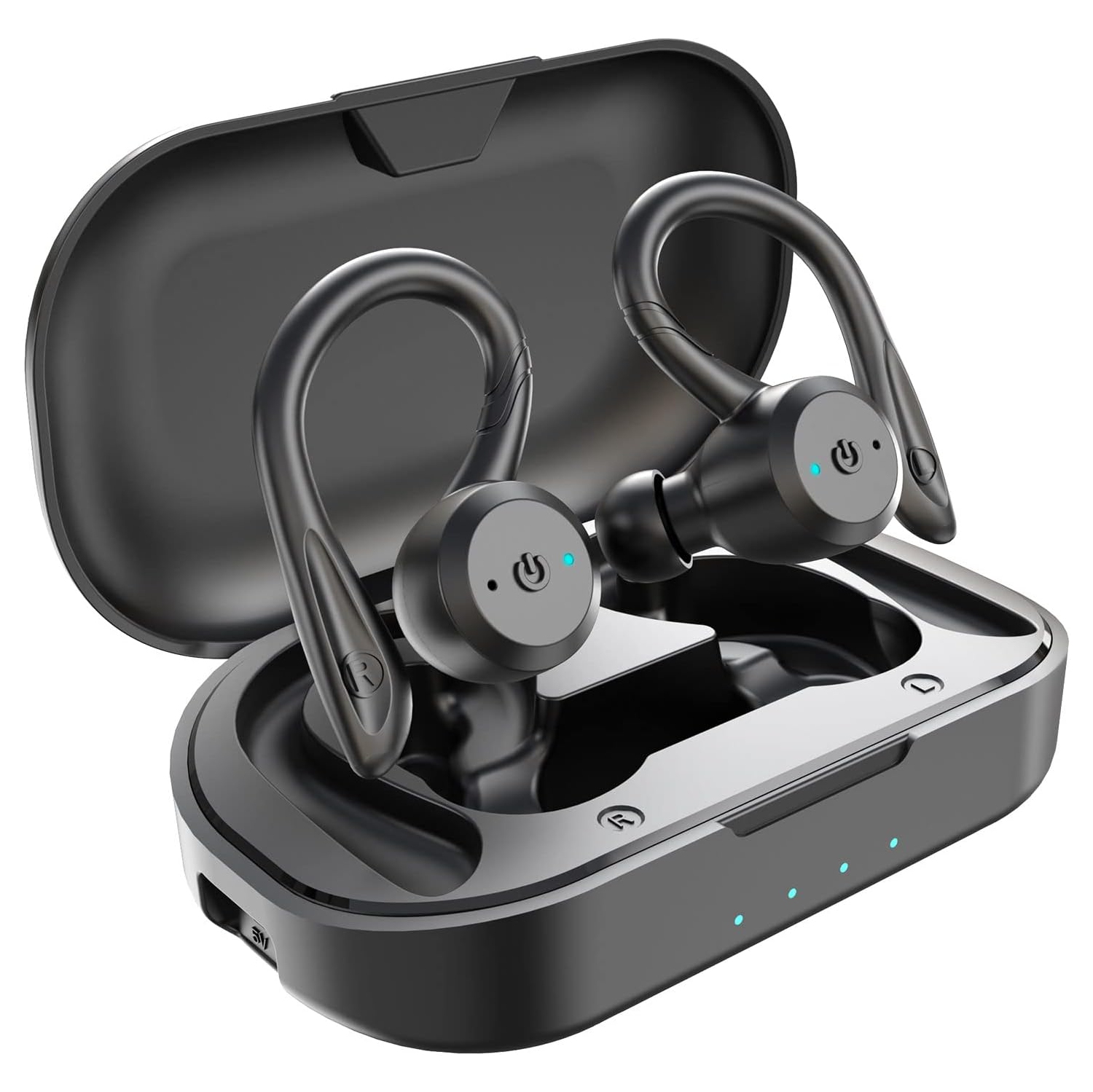 Écouteurs Bluetooth sans fil étanches, casque d'écoute sport Dual Wear, écouteurs bouton stéréo, 20 heures de lecture TWS