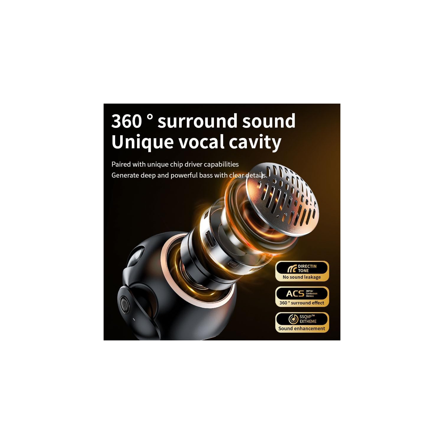 Earphones with Bluetooth Speaker, Portable Over-Ear Earbuds, Bone Conduction Wireless Sports Headphones for Android iOS