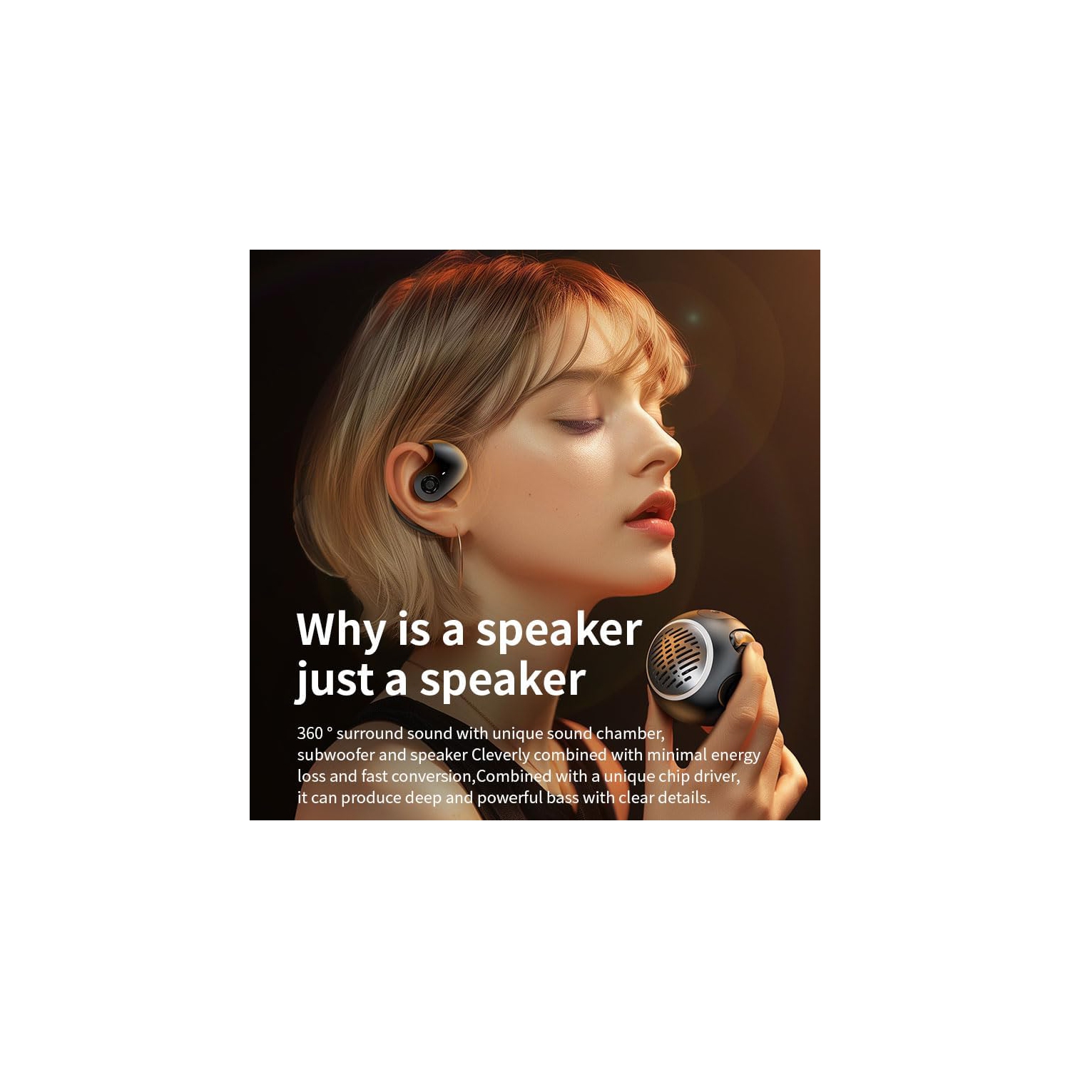 Earphones with Bluetooth Speaker, Portable Over-Ear Earbuds, Bone Conduction Wireless Sports Headphones for Android iOS