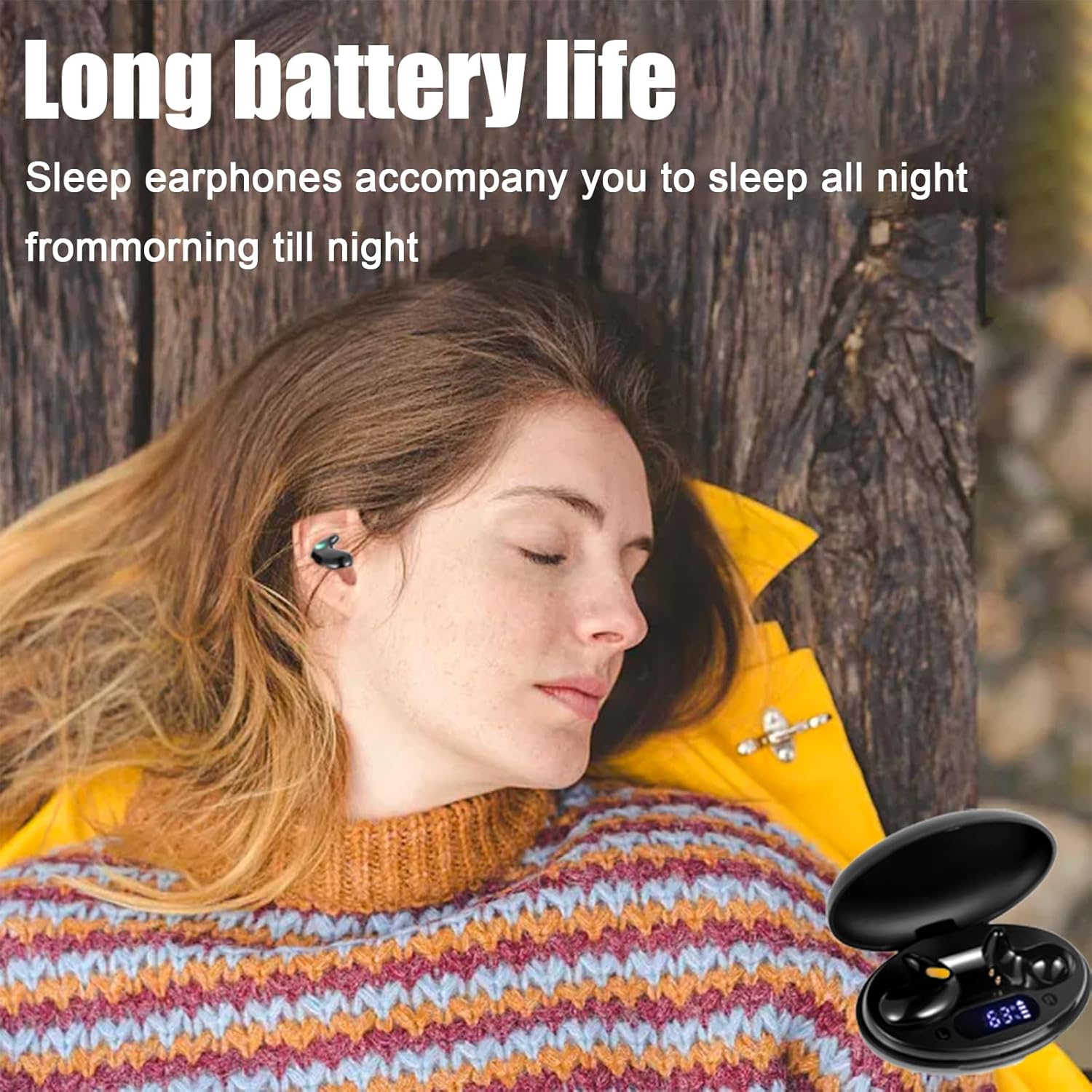 Écouteurs boutons Sleep, écouteurs boutons sans fil Bluetooth Invisible Mini, écouteurs boutons miniatures étanches avec boîte de chargement