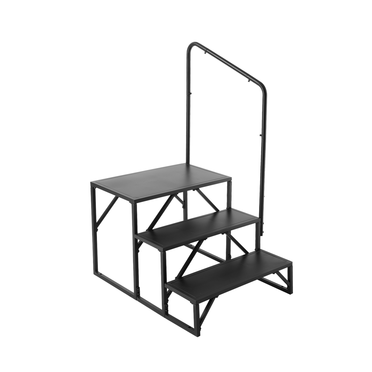 VEVOR 3-Step RV Stairs, RV Steps, 440 LBS Load Capacity, Thickened Carbon Steel, With Handrail, Non-Slip Steps for Safe Entry and Exit, Suit for RV,