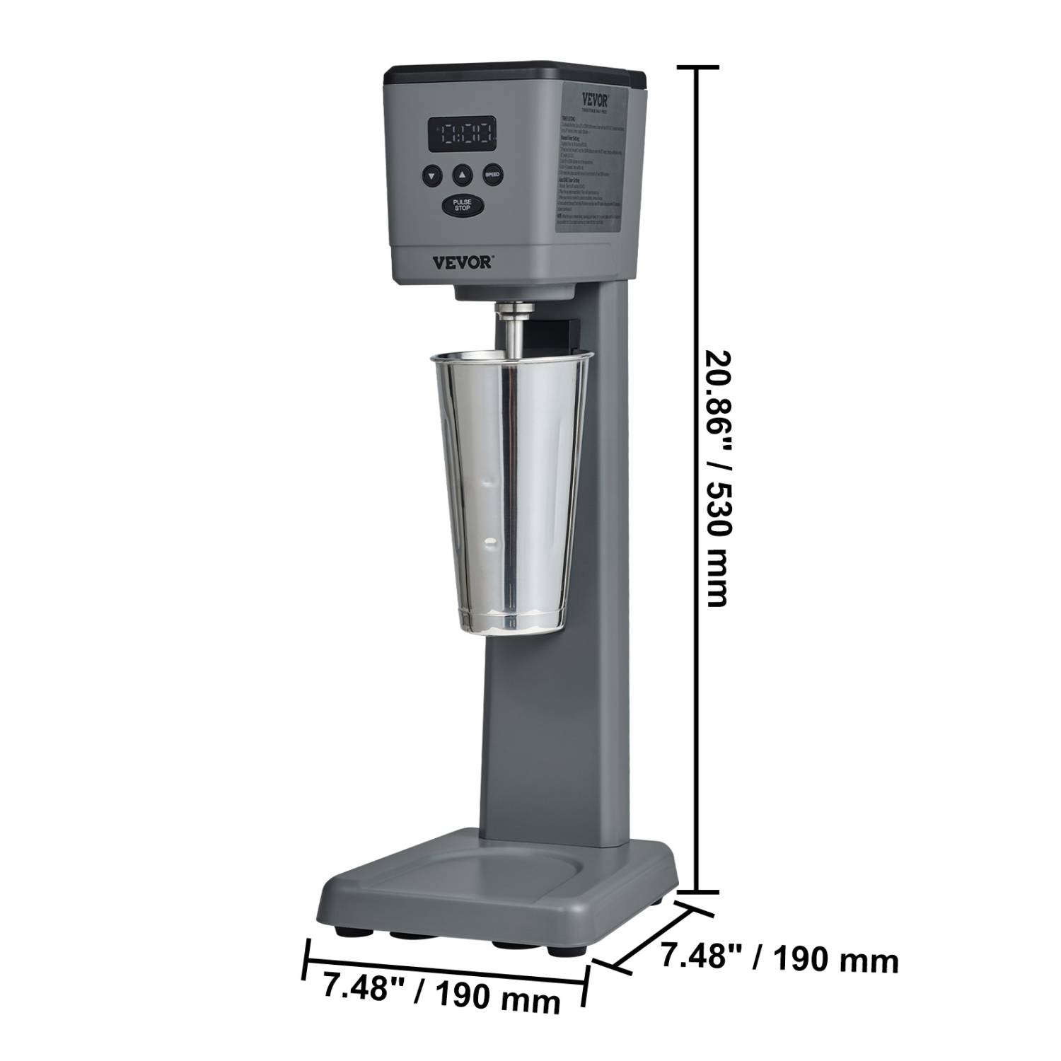 Machine à lait frappé VEVOR 375&nbsp;W, machine à lait frappé électrique, mélangeur à une tête, microcommutateur intelligent LED, mélangeur à lait