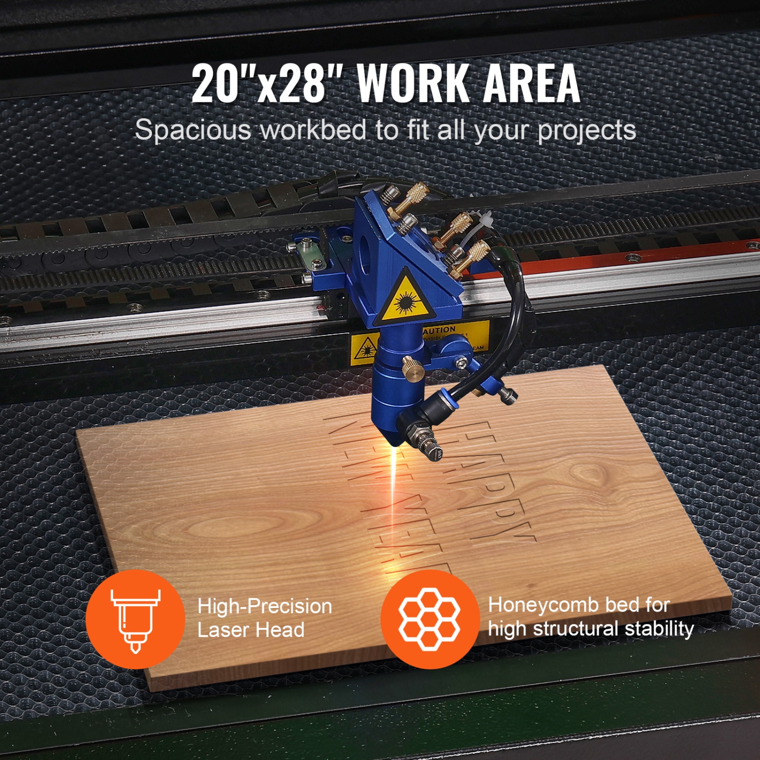 Graveur laser au CO2 VEVOR de 20 x 28&nbsp;po 80&nbsp;W, machine à découper laser 19,7 IPS avec assistance à l'air passe-2 voies, compatible avec