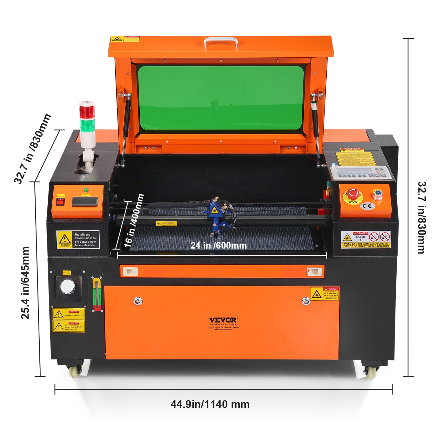 Graveur laser au CO2 VEVOR de 16 x 24&nbsp;po 60&nbsp;W, machine à découper laser 19,7 IPS avec assistance à l'air passe-2 voies, compatible avec