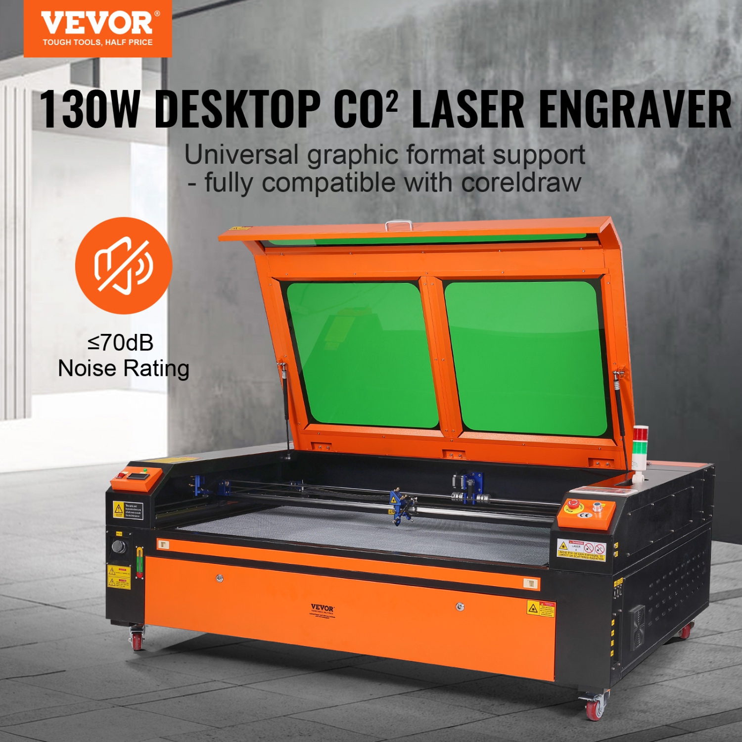 VEVOR 35 x 55 in 130W CO2 Laser Engraver, 19.7 IPS Laser Cutter Machine with 2-Way Pass Air Assist, Compatible with LightBurn, CorelDRAW, AutoCAD,