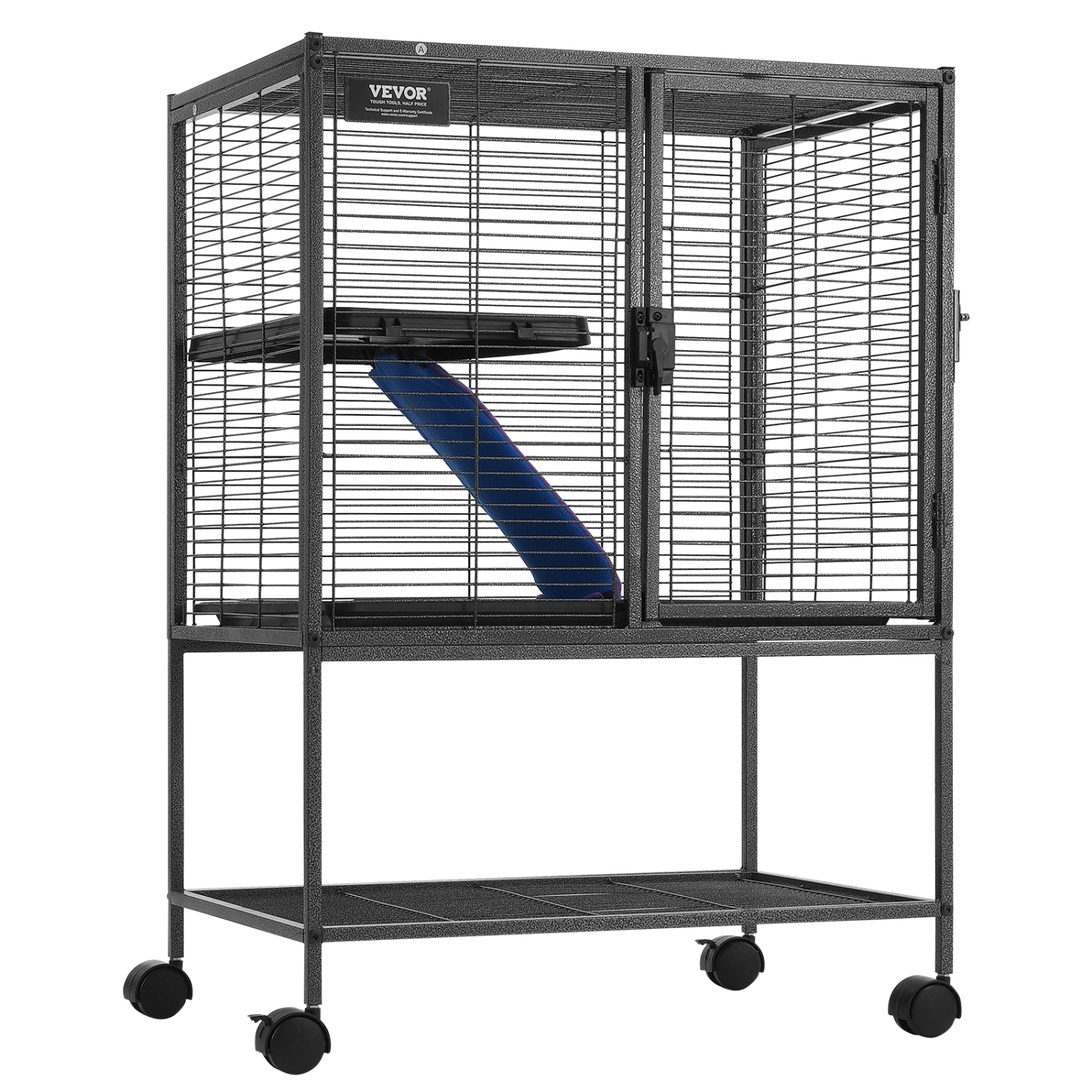 VEVOR 34" Rolling Metal Ferret Cage, Large 2-Tier Critter Nation Cage, Small Animal Cage with Ramps & Tray, Easy to Set up for Pet Rats, Hamster,