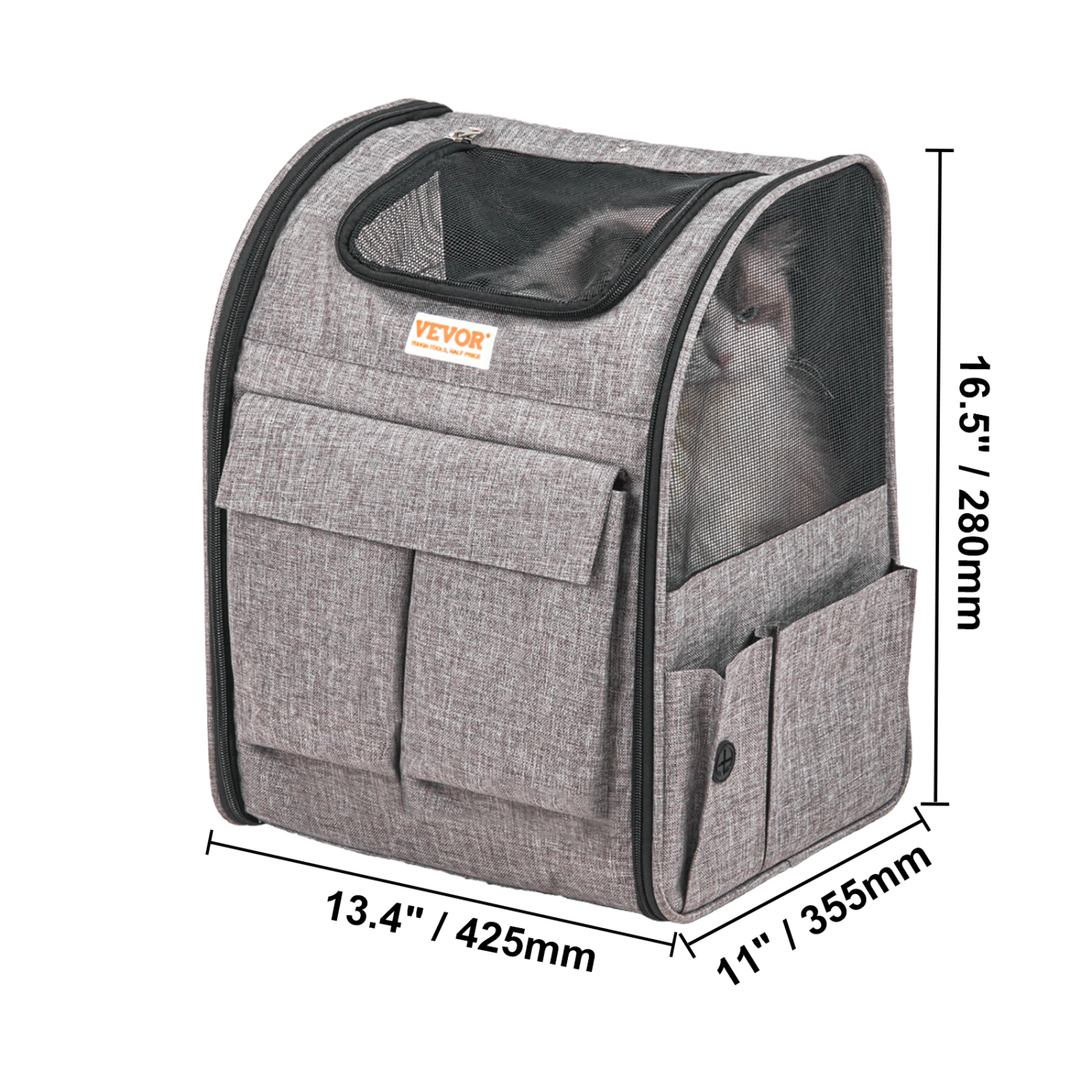 VEVOR 18LBS Rolling Pet Carrier Backpack with Removable Wheels, Large Soft Sided Wheeled Dog Carrier Cat Travel Carrier Airline Approved for Medium