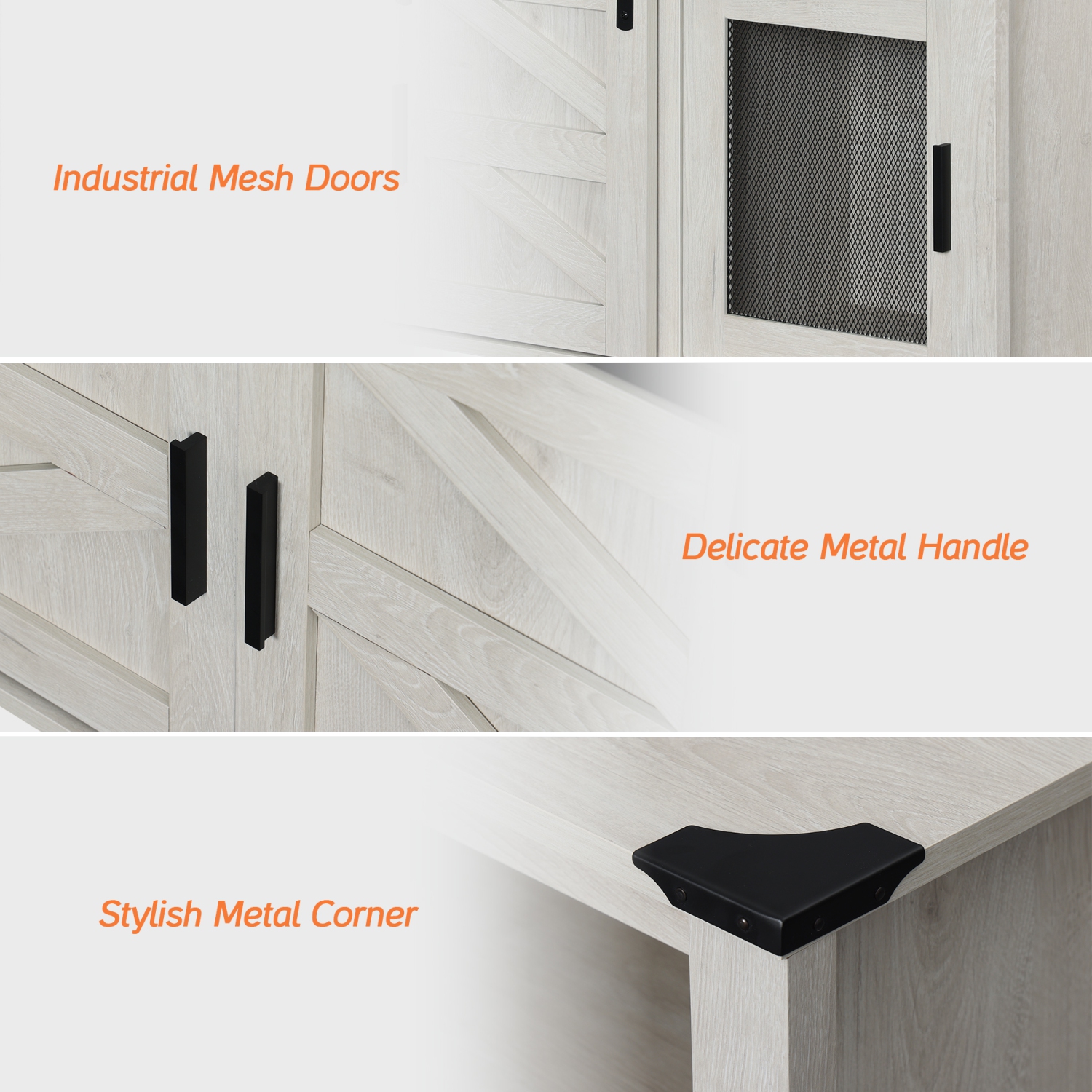 Ensemble de meuble pour téléviseur 100 po de WAMPAT, armoire de rangement à porte avec filet pour le salon, unités de rangement de style