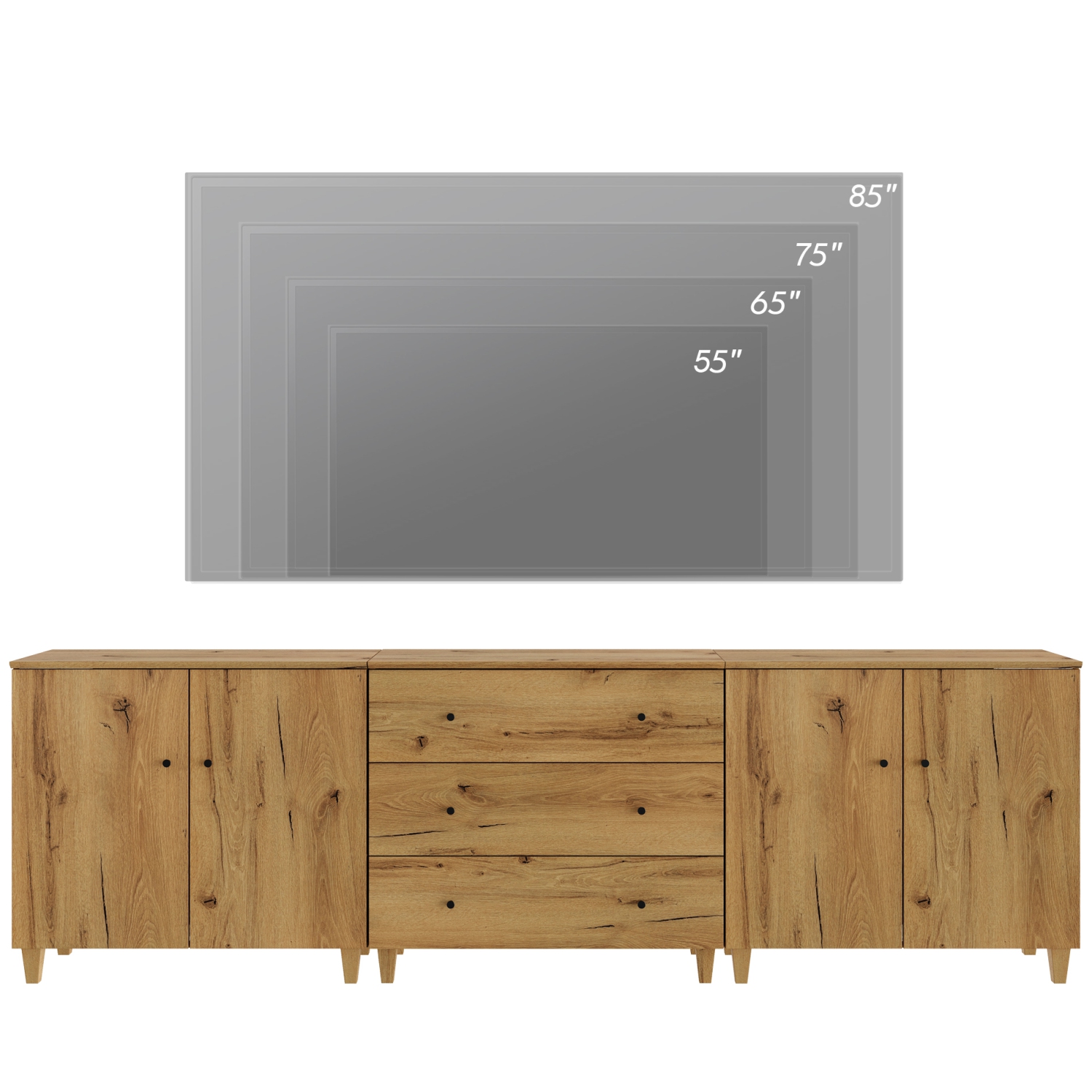 WAMPAT TV Stand for 100+ Inch TVs,3-in-1 Modern Entertainment Center with 4 Doors and 3 Drawers,106" Wooden Media Console Table with Compartments for