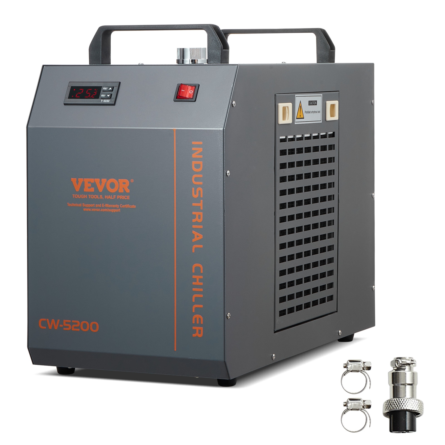 VEVOR CW-5200 Industrial Water Chiller, Industrial Water Cooler Cooling System with Built-in Compressor 7L Water Tank Capacity 13 L/min Max Flow