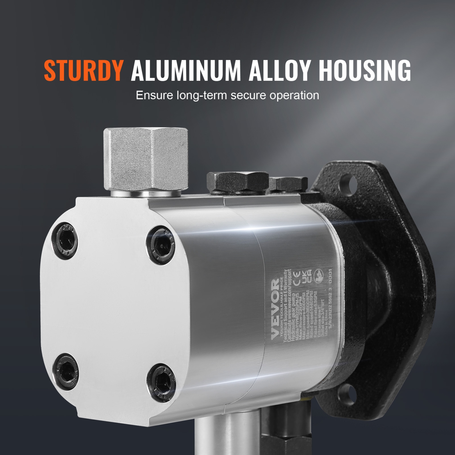 VEVOR 22GPM Hydraulic Log Splitter Pump, 2 Stage 4000PSI Log Splitter Pump, 1" Inlet 3/4" NPT Outlet 3600 RPM Aluminum Hydraulic Gear Pump, for Small