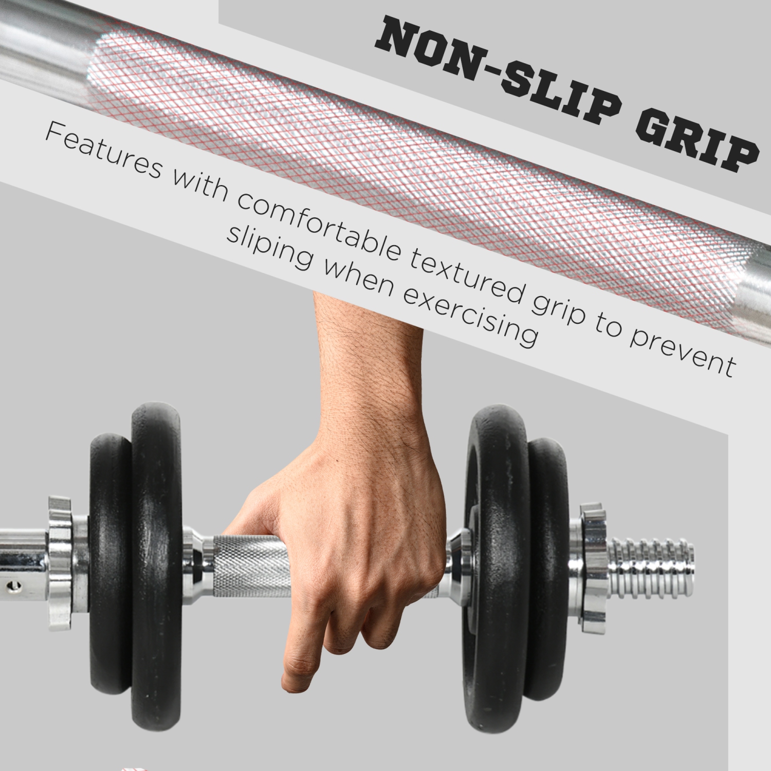 Soozier 44lbs 2-in-1 Adjustable Weight Barbell & Dumbbells Set, Free Weights Set with Non-Slip Handles for Home Gym Training, Black