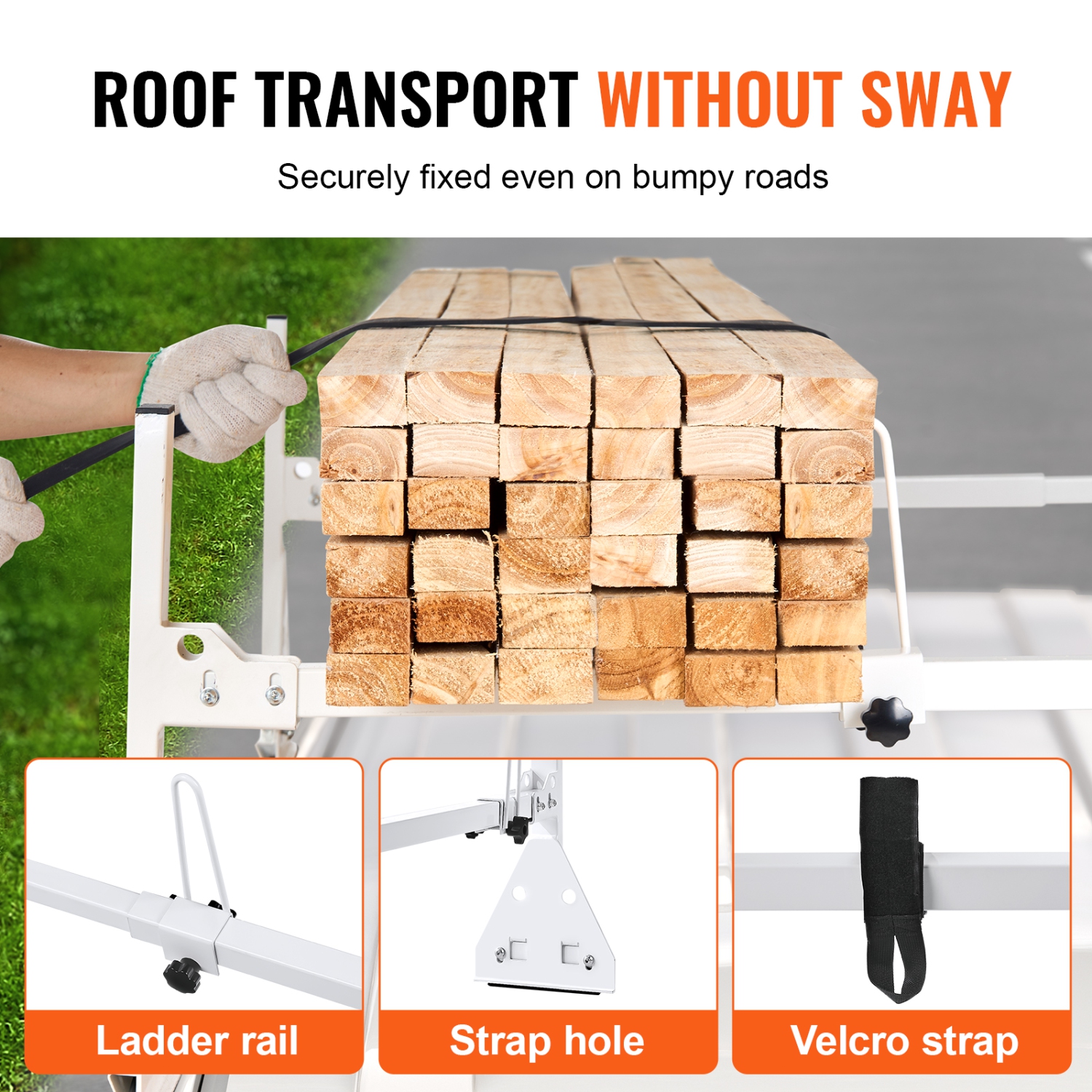 VEVOR 59" Adjustable Roof Rack, 2 Crossbars Van Roof Ladder Rack, 600 lbs Capacity Steel Van Ladder Rack, Fit for Chevrolet Express 1500 2500 3500/