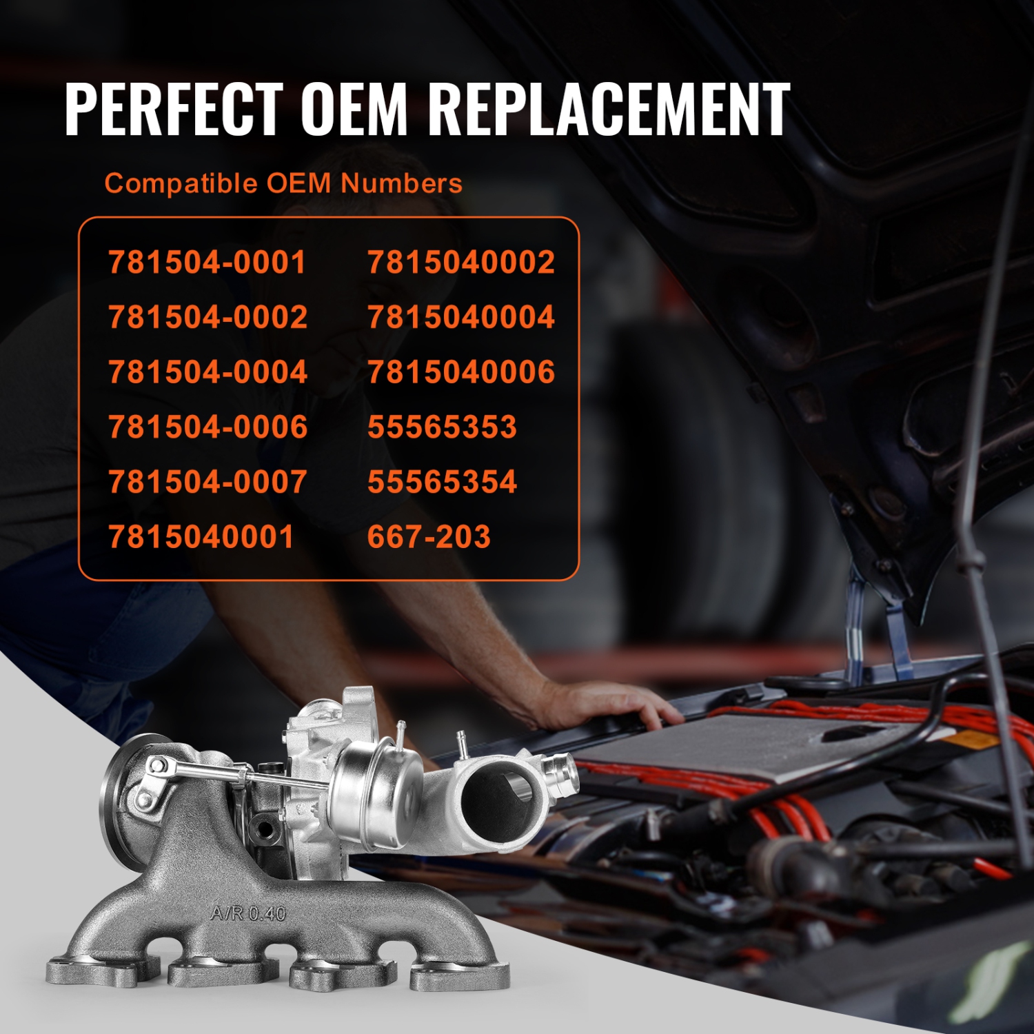 VEVOR 2011-2015 Turbo Turbocharger Chevy Chevrolet Cruze with Gasket Kit, Sonic 2012-2020 & Trax 2013-2021 & Buick Encore 2013-2021 Turbo Charger