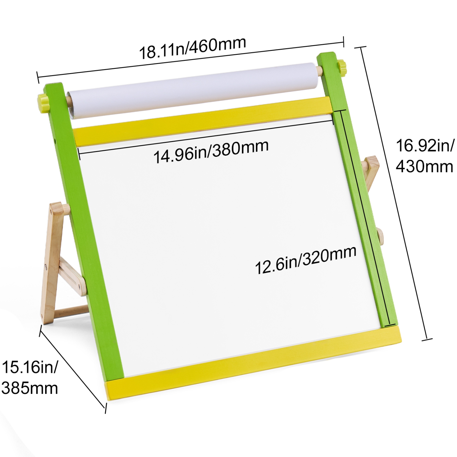 VEVOR 3-in-1 Tabletop Art Easel for Kids, Wooden Double-Sided Kid's Art Easel with Magnetic Whiteboard, Chalkboard, Paper Roll, Foldable Portable
