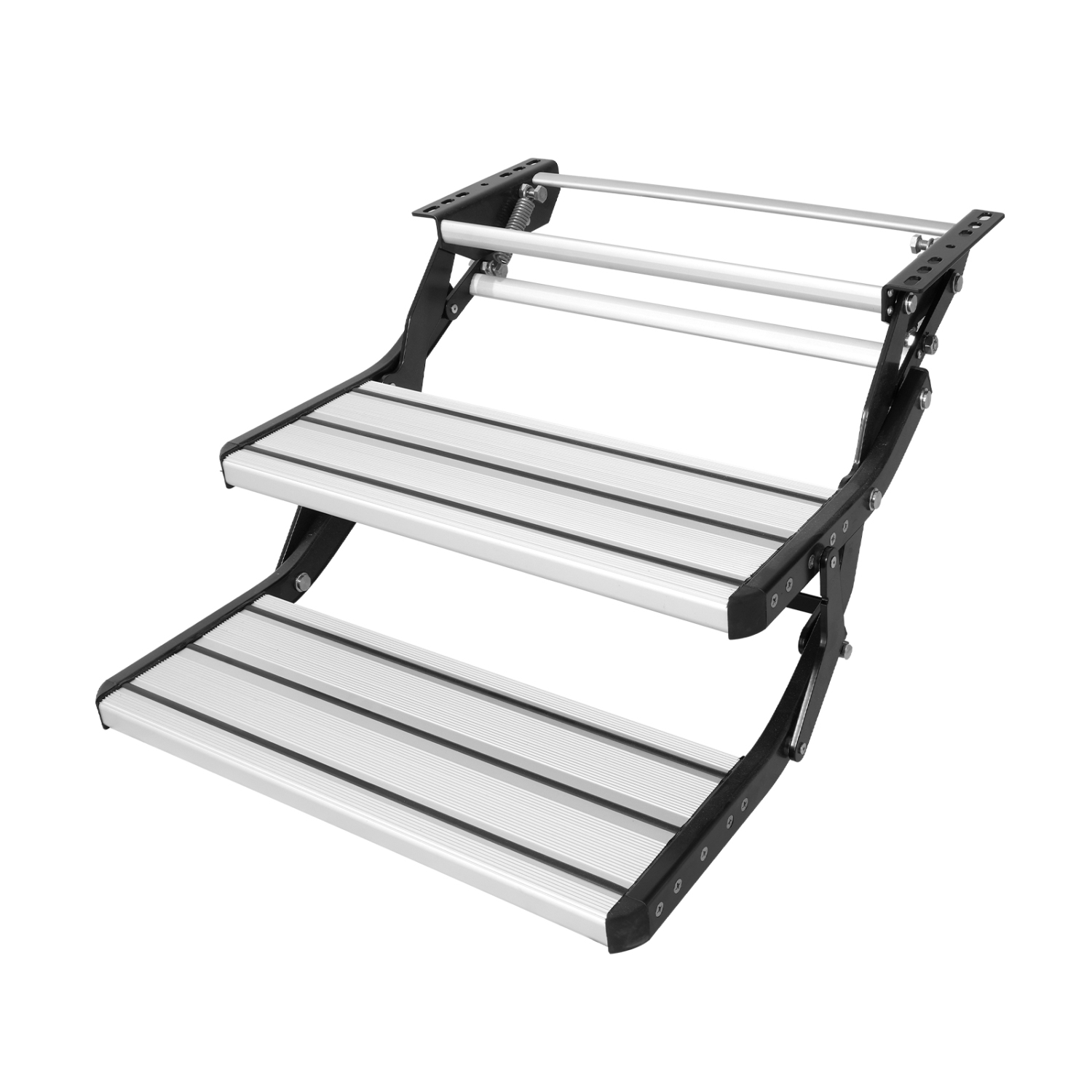 VEVOR 2-Step RV Steps, Manual Retractable RV Stairs, 440 LBS Load Capacity, Aluminum Alloy Steps, Thickened Steel Plate, Non-Slip Steps for Entry and