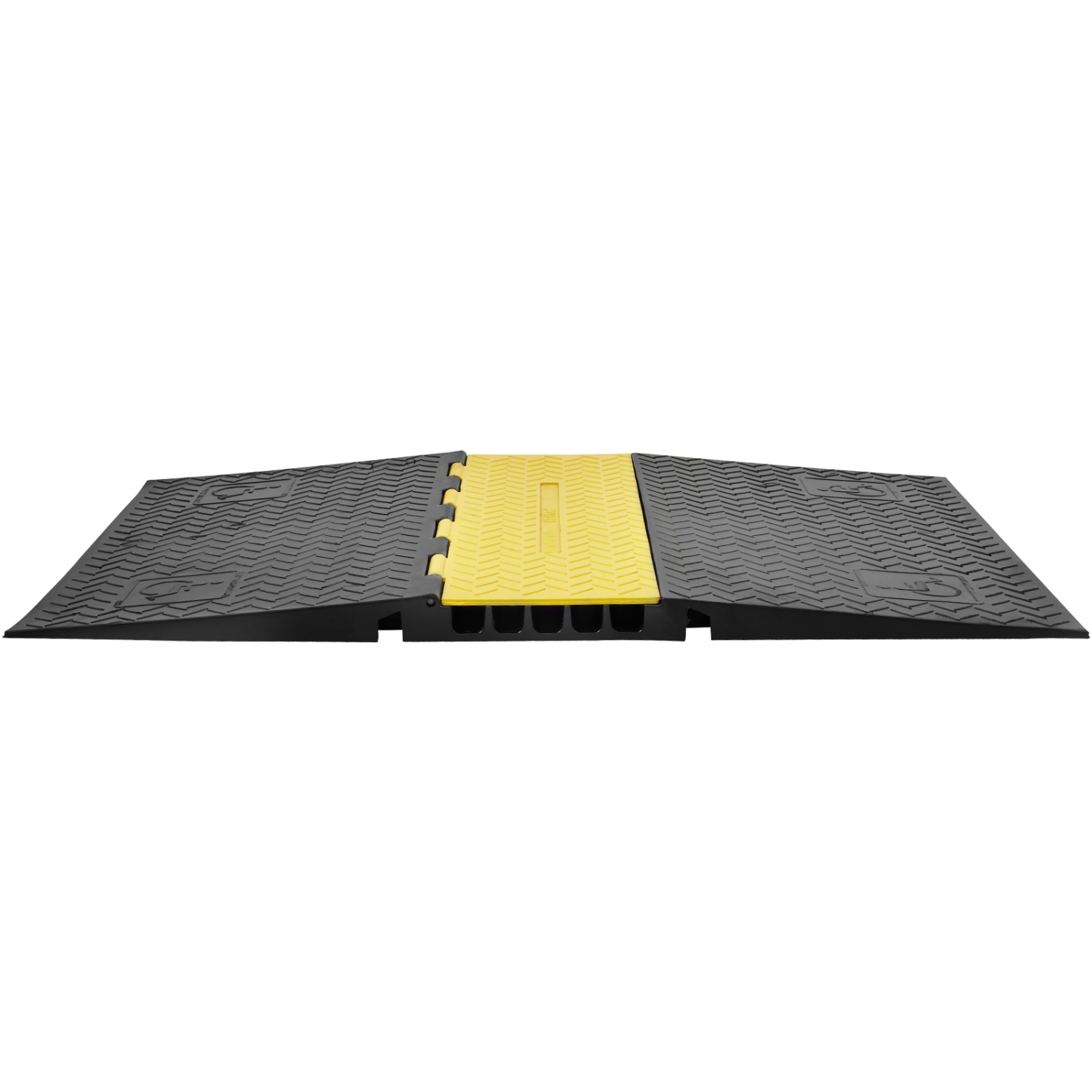 VEVOR 5-Channel Rubber Cable Guard, 22000 lbs per Axle Load Capacity, Durable Cord Protection Ramp with Hinged Lid for Driveway, Speed Control, and