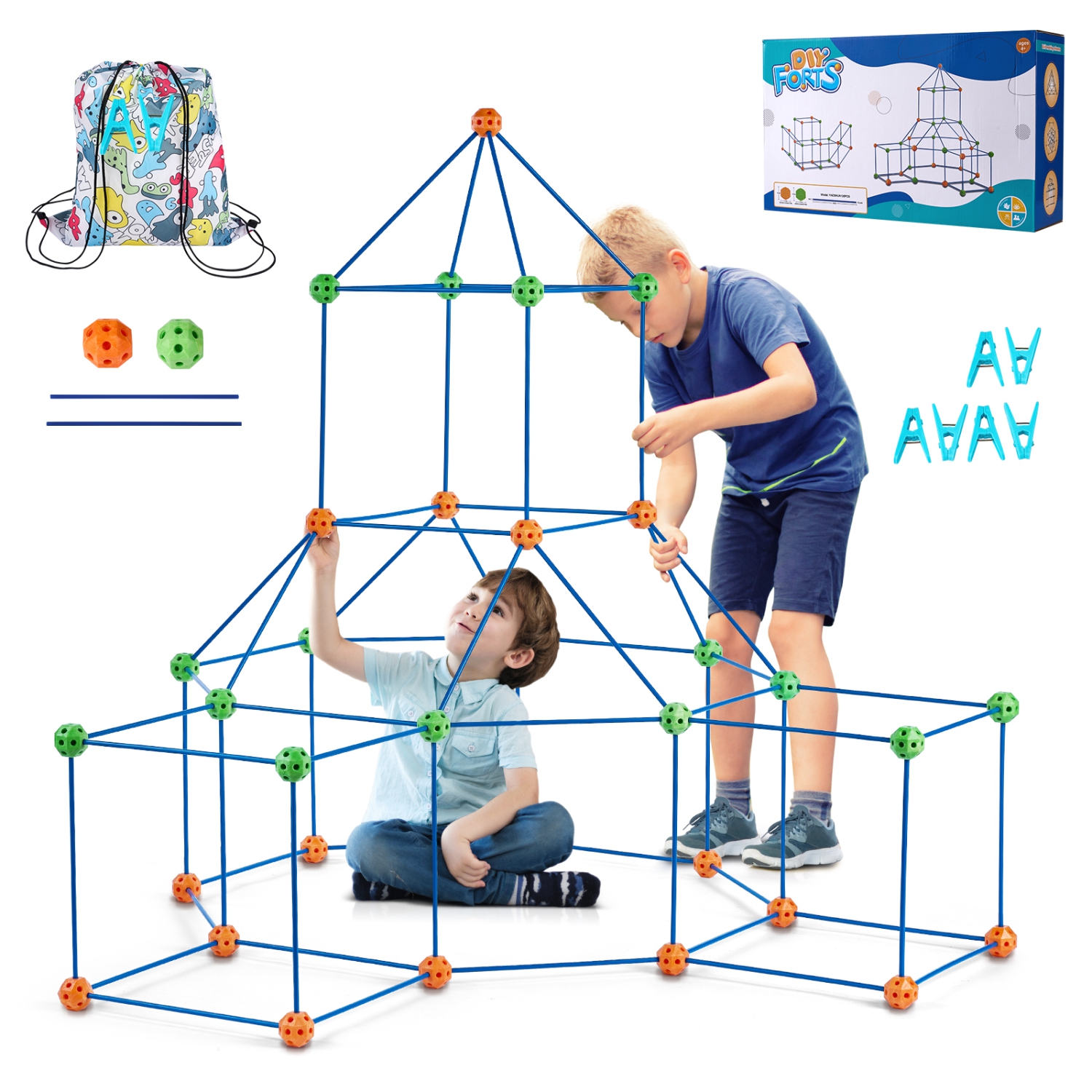 VEVOR 120PCS Fort Building Kit for Kids, STEM Building Toys, Educational Gift for 4 5 6 7 8+ Year Old Boys & Girls,Play Tent Builder Set Construction