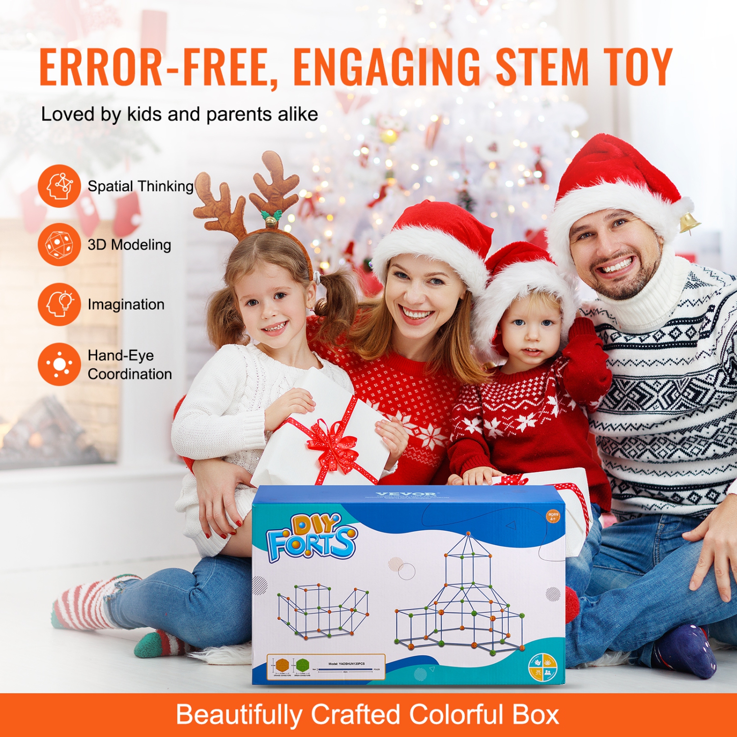 VEVOR 120PCS Fort Building Kit for Kids, STEM Building Toys, Educational Gift for 4 5 6 7 8+ Year Old Boys & Girls,Play Tent Builder Set Construction