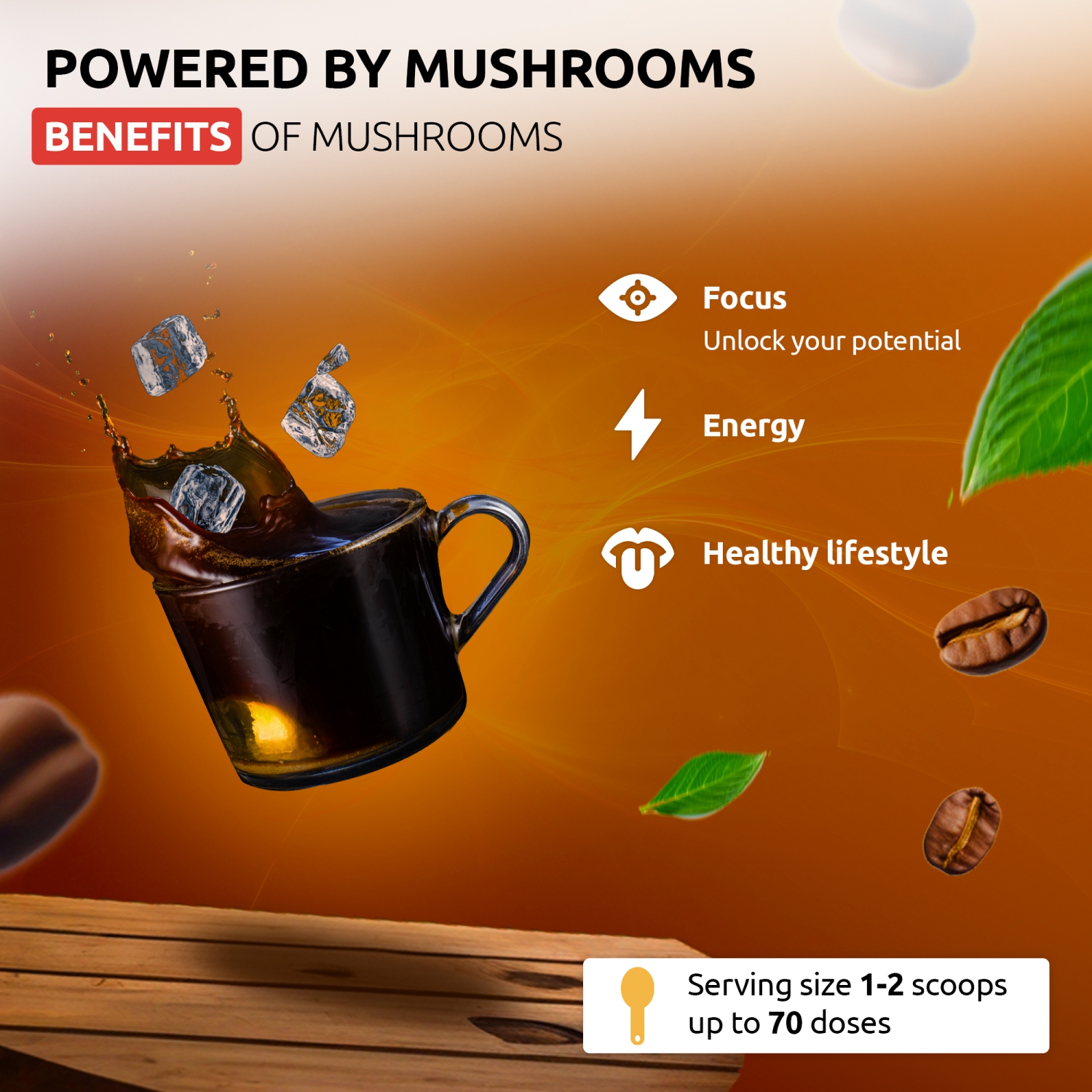 OS-MBC01 Mushroom Black Coffee Blend | 5-Mushroom Formula | Arabica Coffee | Energy, Focus, Immunity | 14 oz