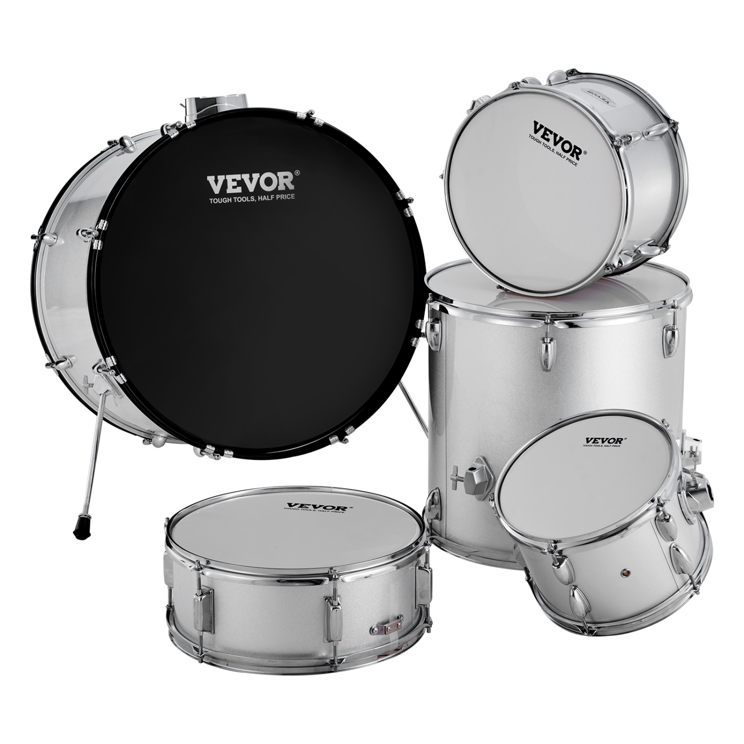 Batterie 5 pièces VEVOR pour adulte, batterie pleine grandeur 22&nbsp;pouces avec Bass Toms Snare Floor Drum Support de siège réglable, pédale Hi-Hat