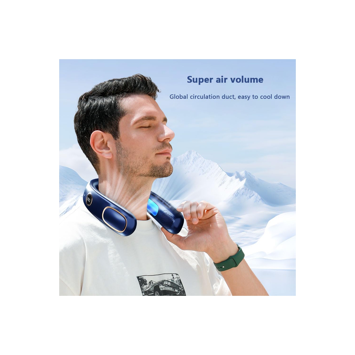 Ventilateur sur le cou, ventilateur portatif mains libres, 5 vitesses, ventilateur USB sur le cou