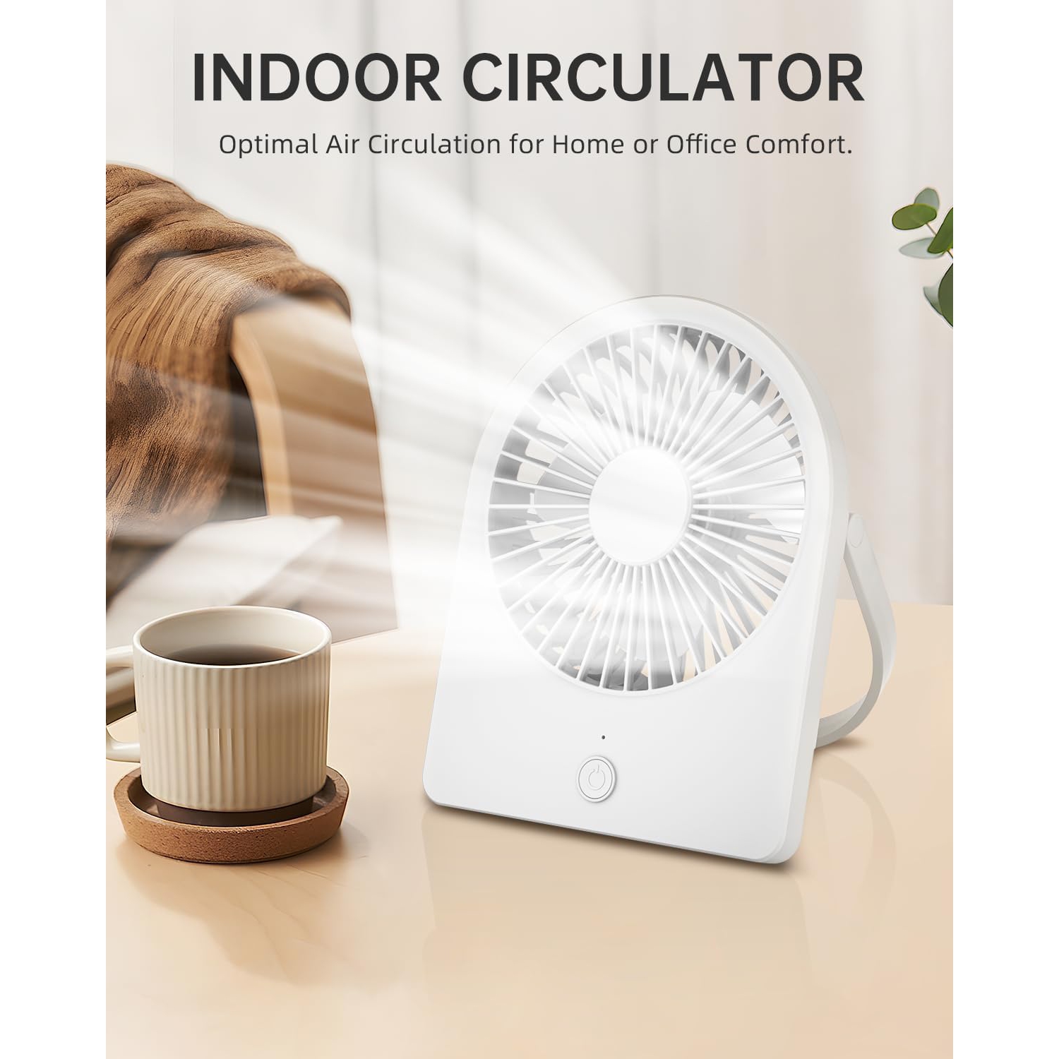 Ventilateur de bureau USB portatif, petit ventilateur personnel alimenté par USB-A, 3 vitesses, mini ventilateur de bureau pliable et suspendu