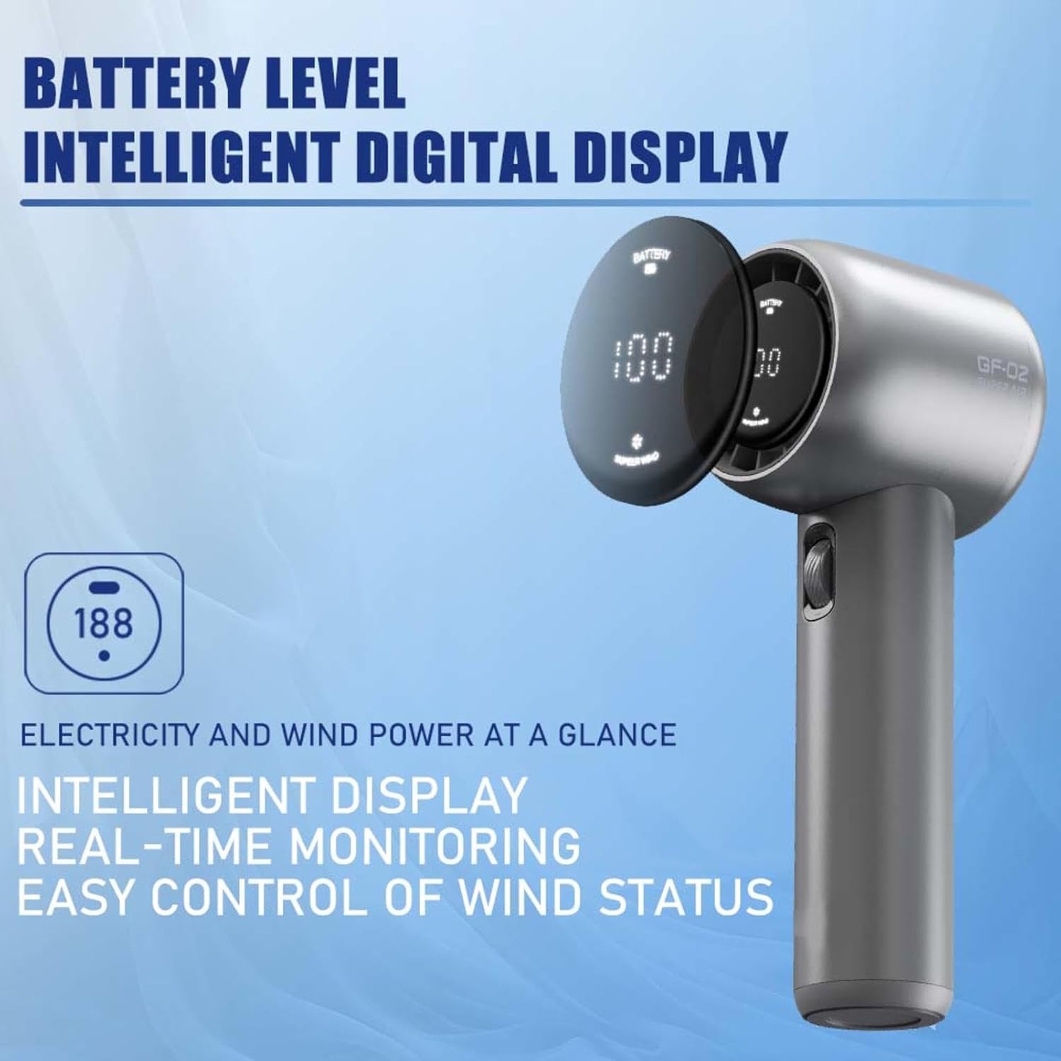 Portable handheld fan Mini fan with digital display Large capacity rechargeable battery Suitable for outdoor camping travel