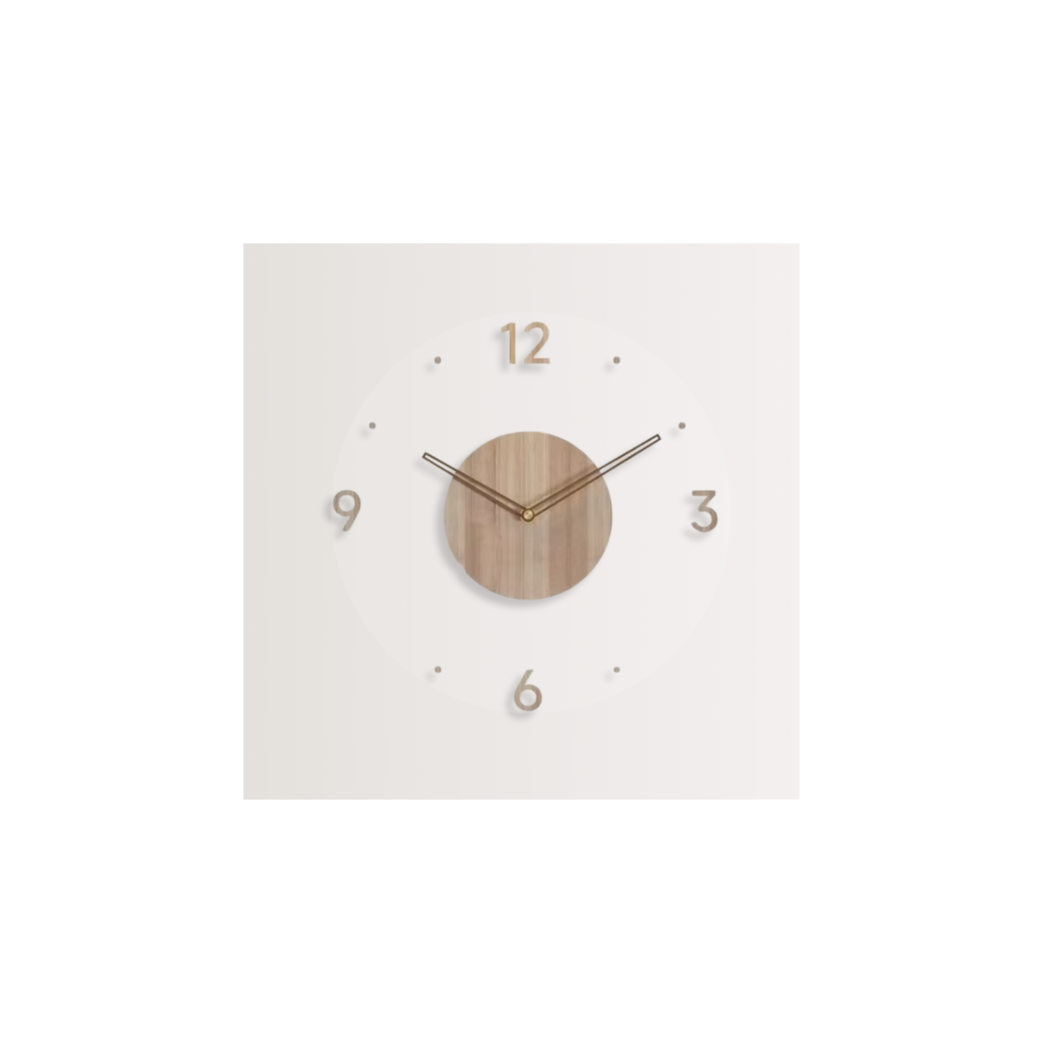 35cm simple modern wall clock, frosted acrylic and wooden design, silent and tickless battery-powered wall clock, round simple decorative living room