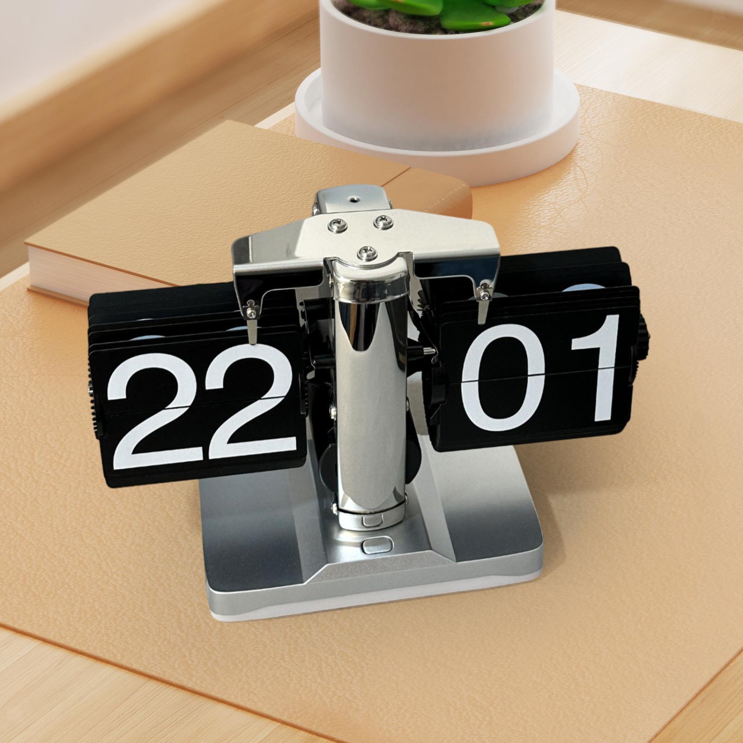 Modern Flip Clock with Ambient Lighting - Ultra-Quiet Page Turning Mechanism, Minimalist Design for Living Room/Bedroom/Workspace